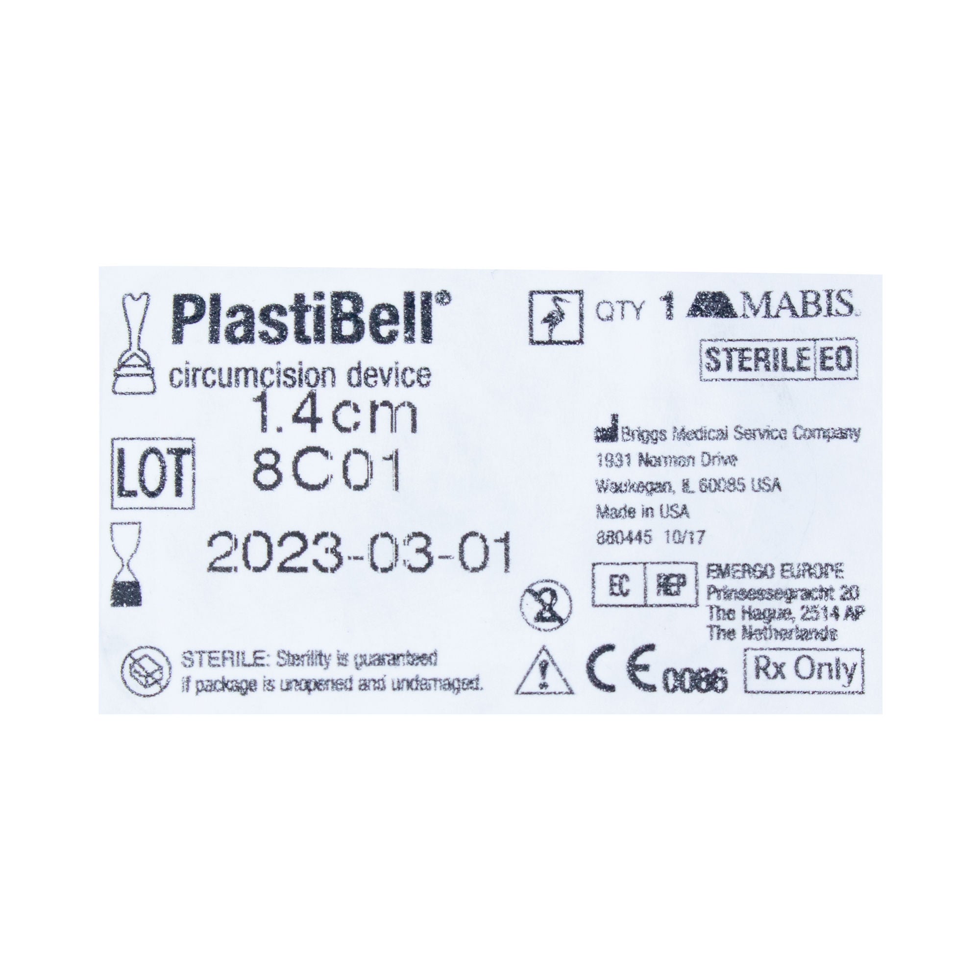 Aspen Surgical Products - 9234 Handled Circumcision Device PlastiBell® 1.4 cm Diameter Plastic Sterile