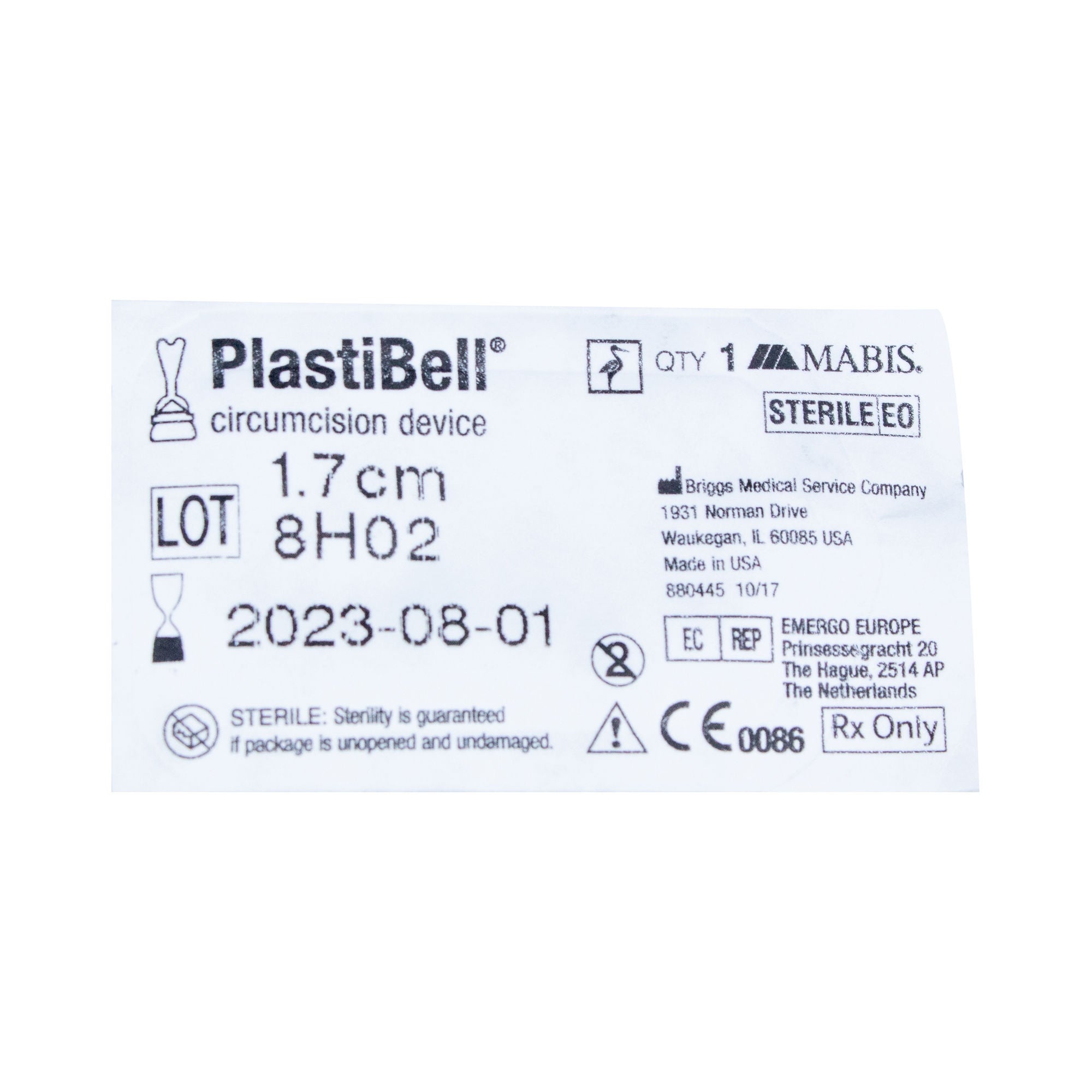 Aspen Surgical Products - 9237 Handled Circumcision Device PlastiBell® 1.7 cm Diameter Plastic Sterile