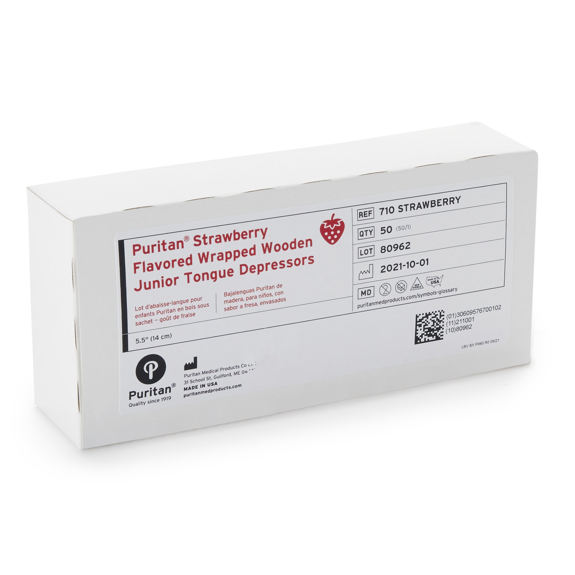 Puritan Medical Products 710 STRAWBERRY - Puritan® Tongue Depressor, Strawberry Flavor, 5.5 inches long - 50/Box, 1000/Case