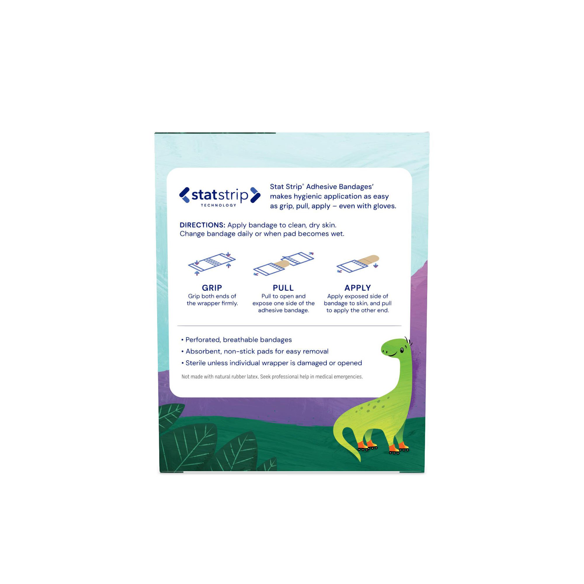 Dukal - 15601 American® White Cross Stat Strip® Kid Design Herbie the Dinosaur Adhesive Strip