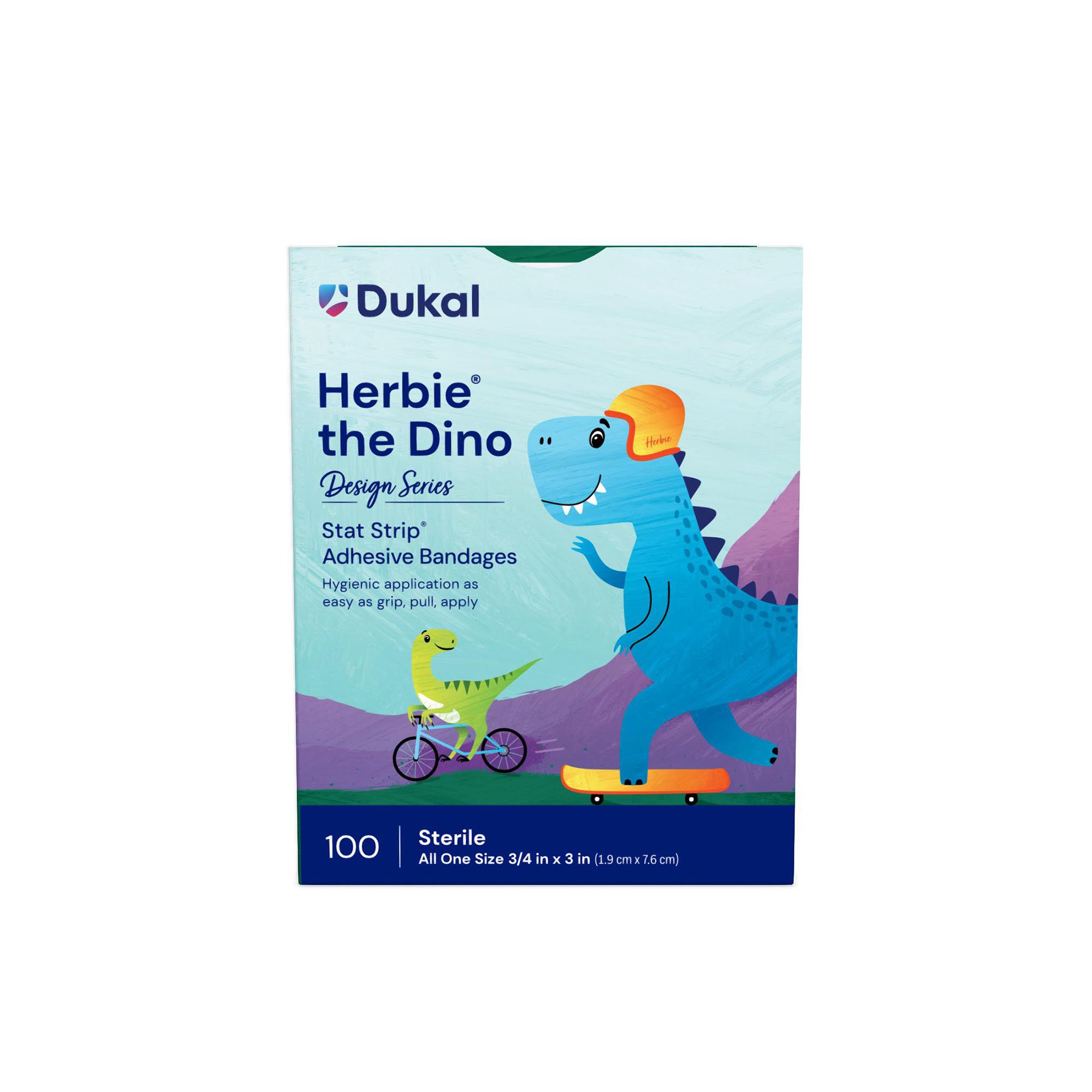 Dukal - 15601 American® White Cross Stat Strip® Kid Design Herbie the Dinosaur Adhesive Strip