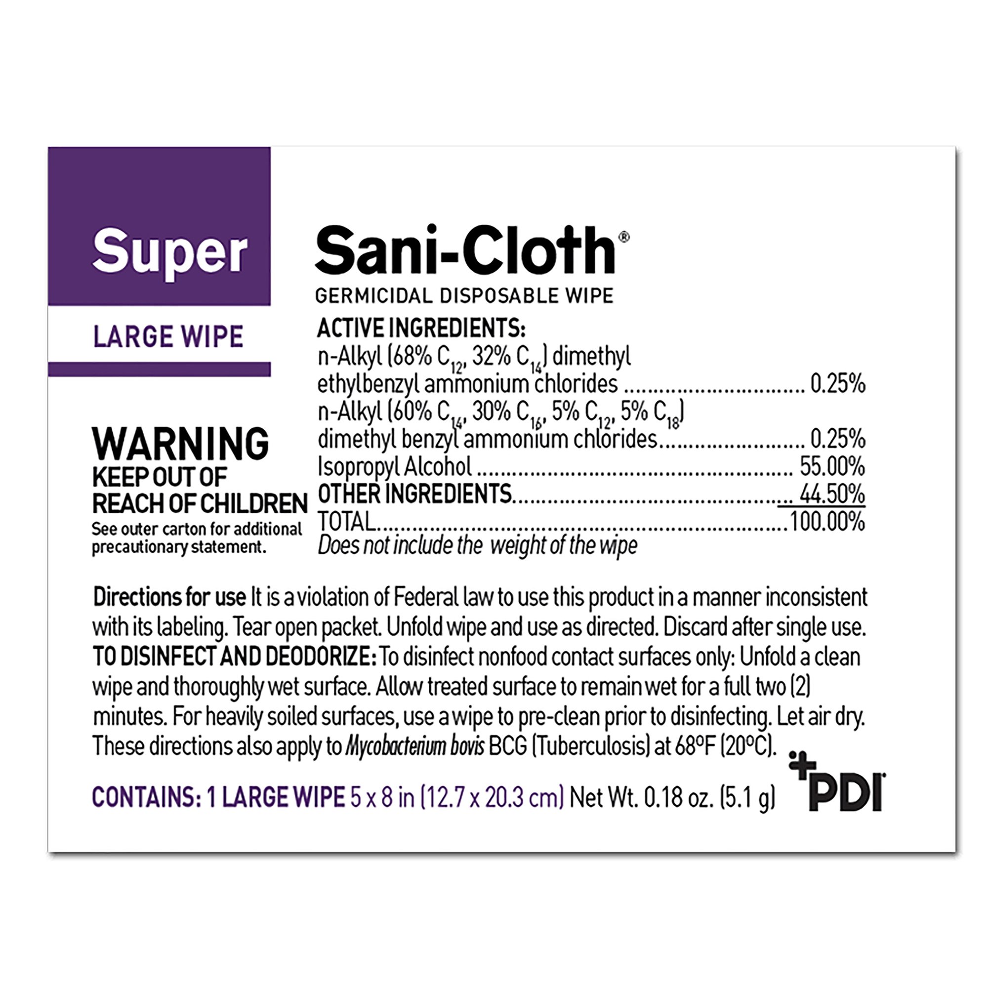 Professional Disposables H04082 - Super Sani-Cloth® Large Germicidal Disinfectant Wipes, Individual Packets - 50/Box, 500/Case