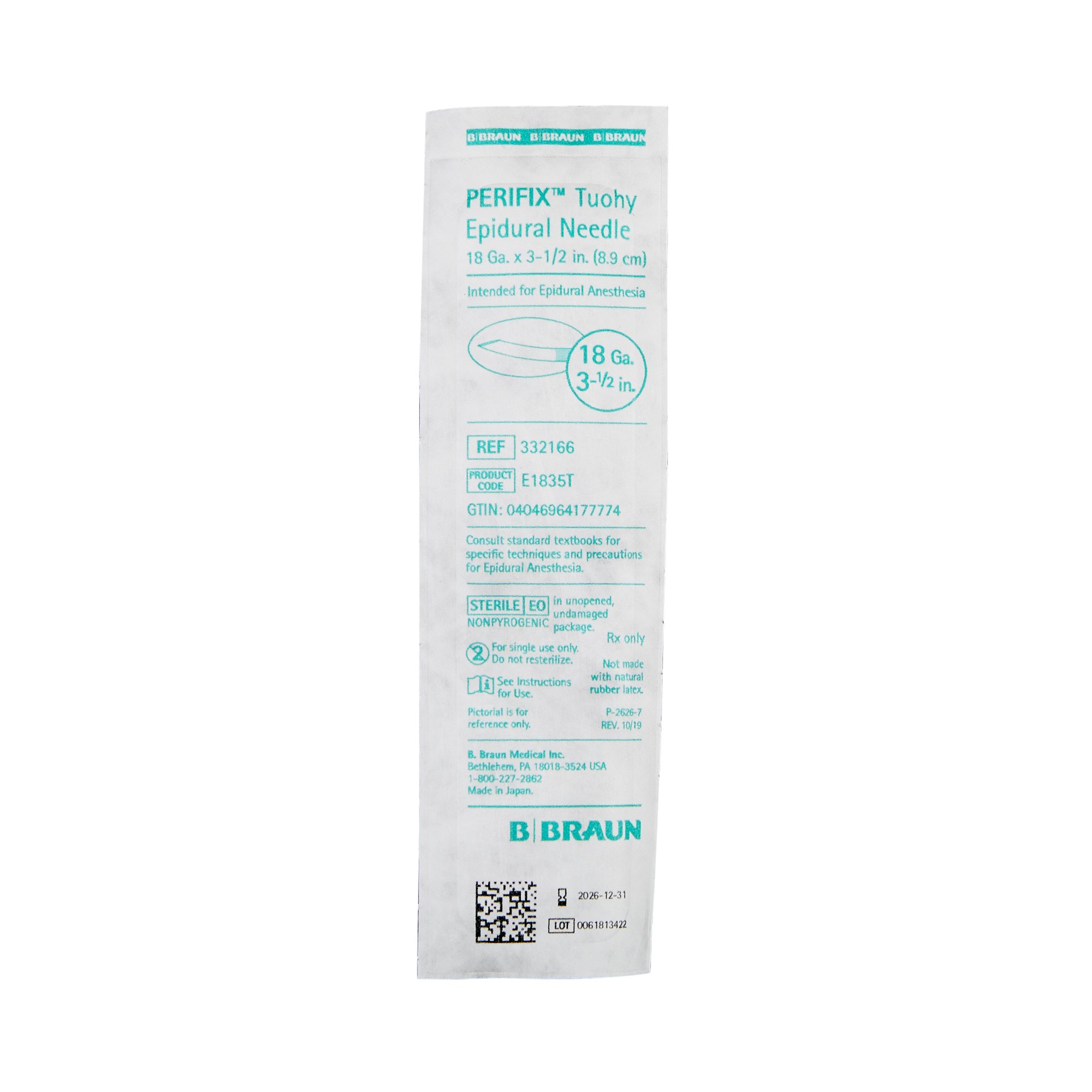 B. Braun 332166 - Perifix® Epidural Needle - 1/Each, 25/Case