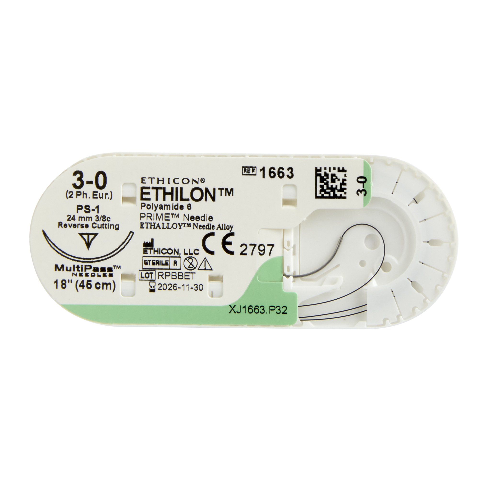 J & J Healthcare Systems 1663H - Ethilon™ Suture with Needle - 12/Dozen, 36/Box
