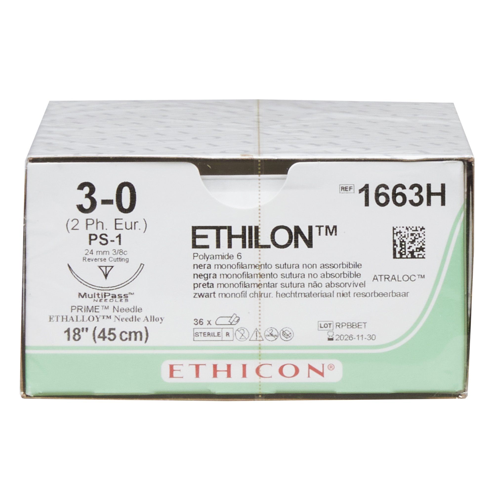 J & J Healthcare Systems 1663H - Ethilon™ Suture with Needle - 12/Dozen, 36/Box