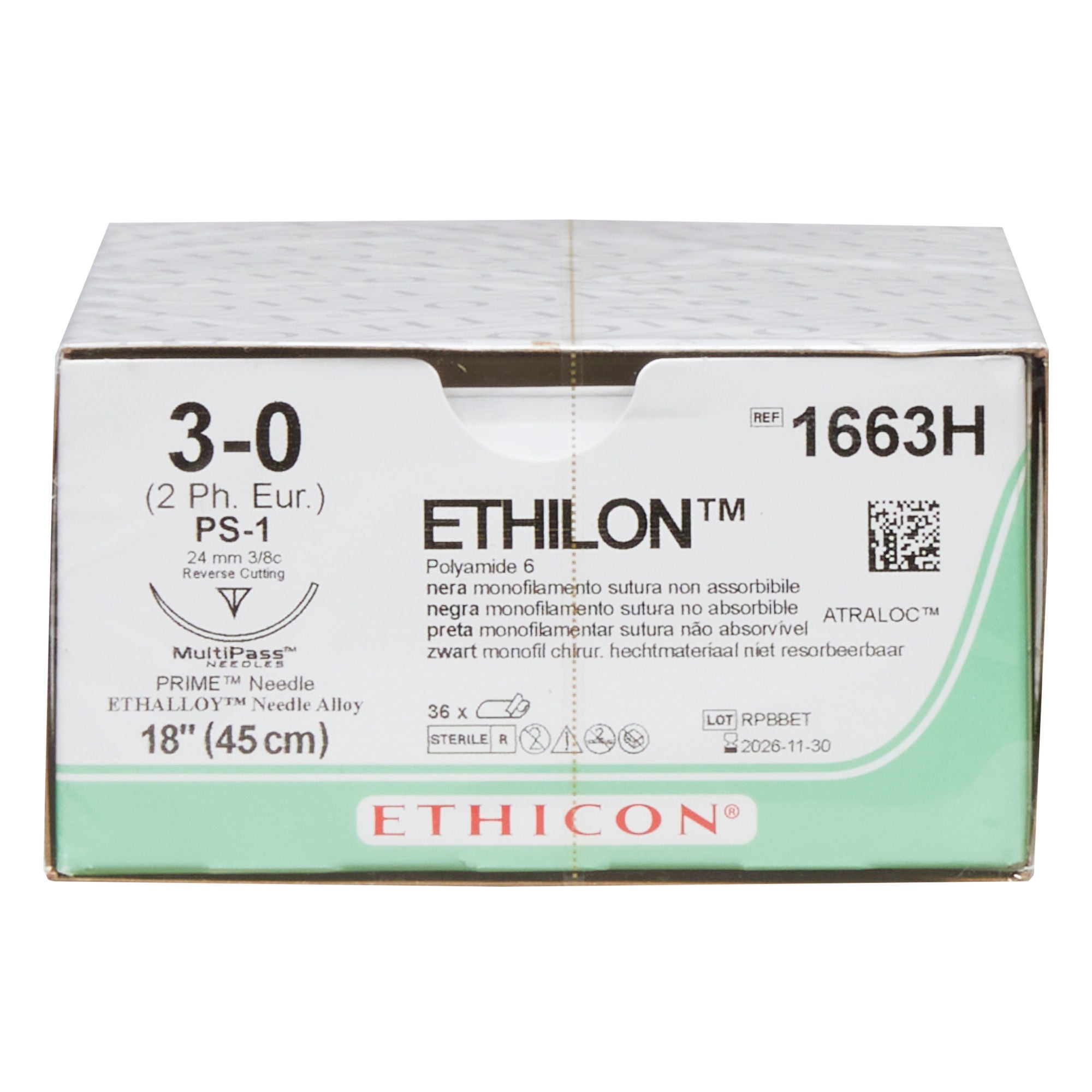 J & J Healthcare Systems - 1663H Ethilon™ Suture with Needle
