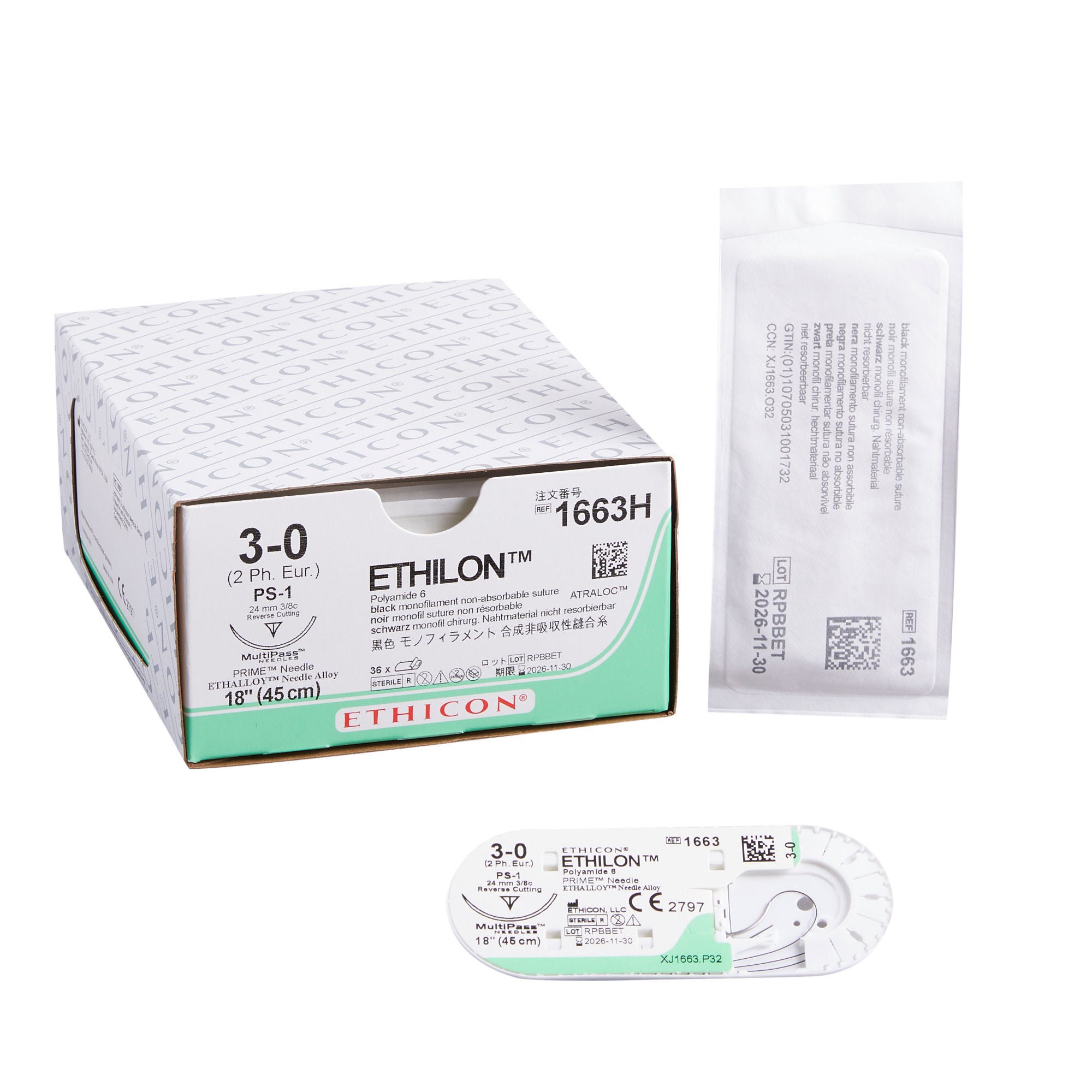 J & J Healthcare Systems - 1663H Ethilon™ Suture with Needle