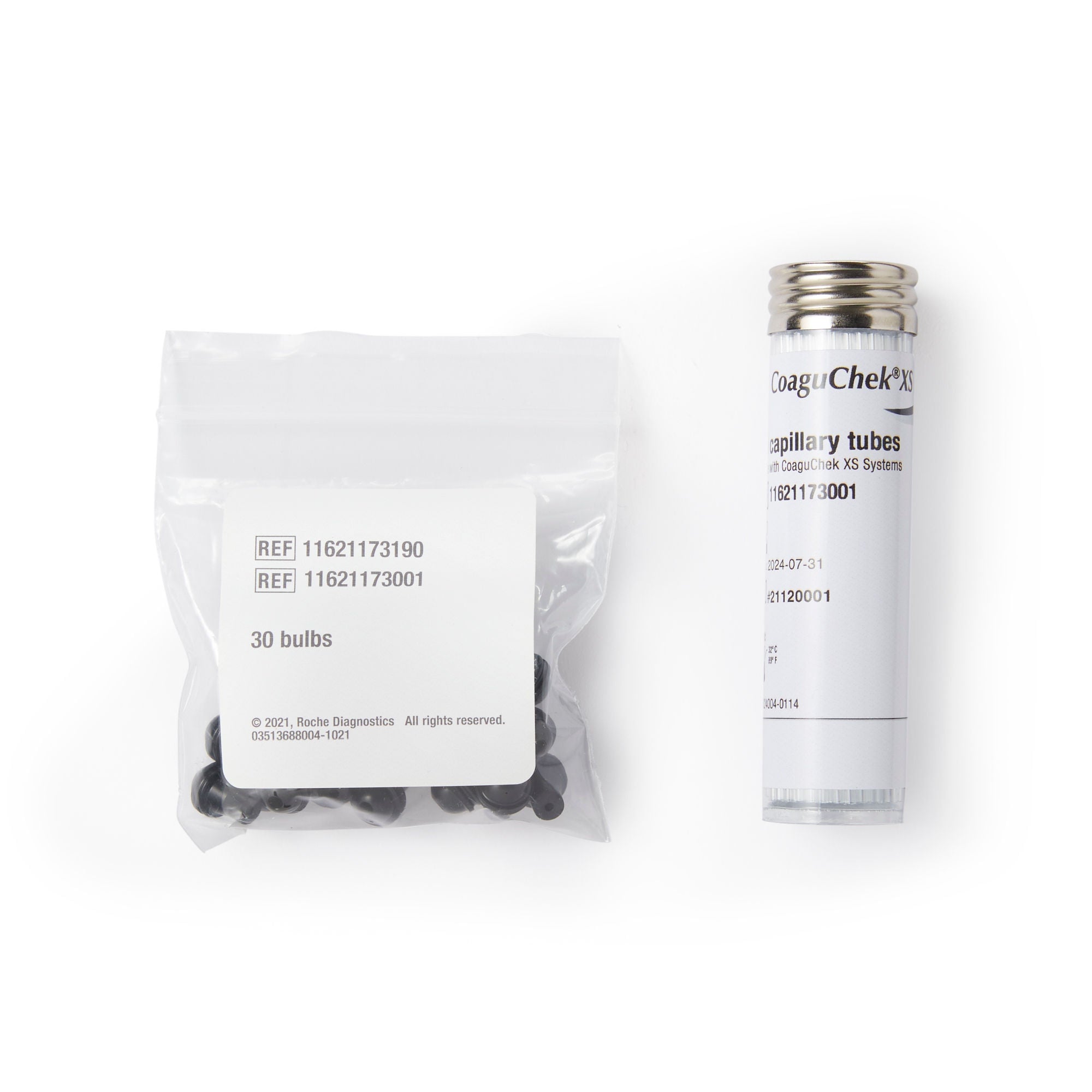 Roche Diagnostics - 11621173001 Capillary Tubes and Bulbs 100 Plastic Disposable Capillary Tubes, 10 Bulbs CoaguChek