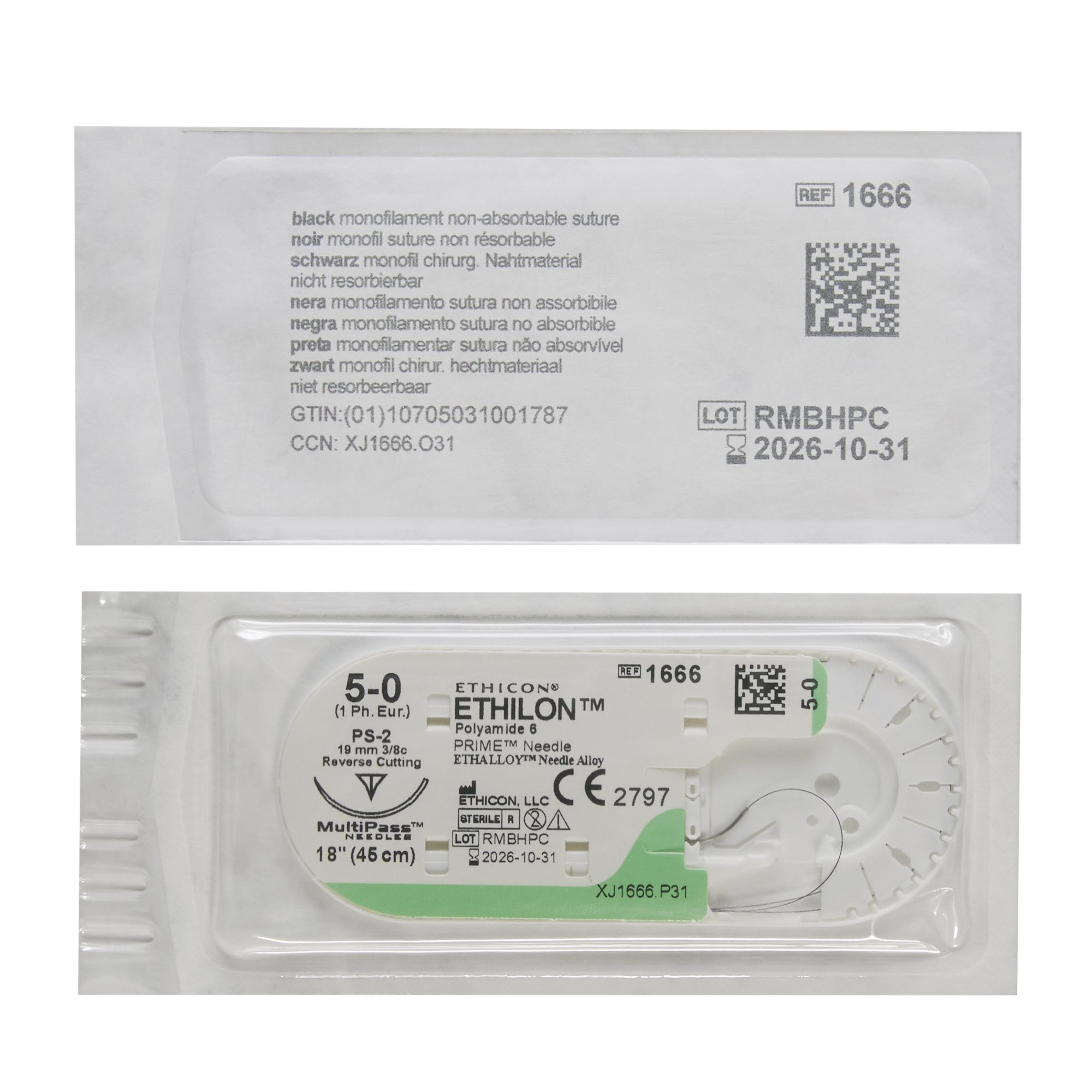 J & J Healthcare Systems 1666G - Ethilon™ Suture with Needle - 12/Dozen, 12/Box