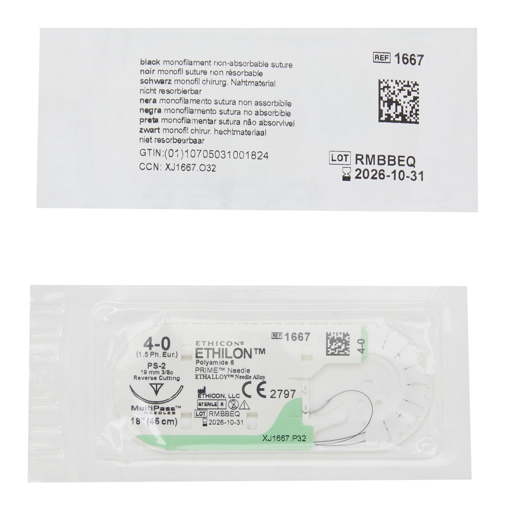 J & J Healthcare Systems 1667ZH - Ethilon™ Suture with Needle - 12/Dozen, 36/Box