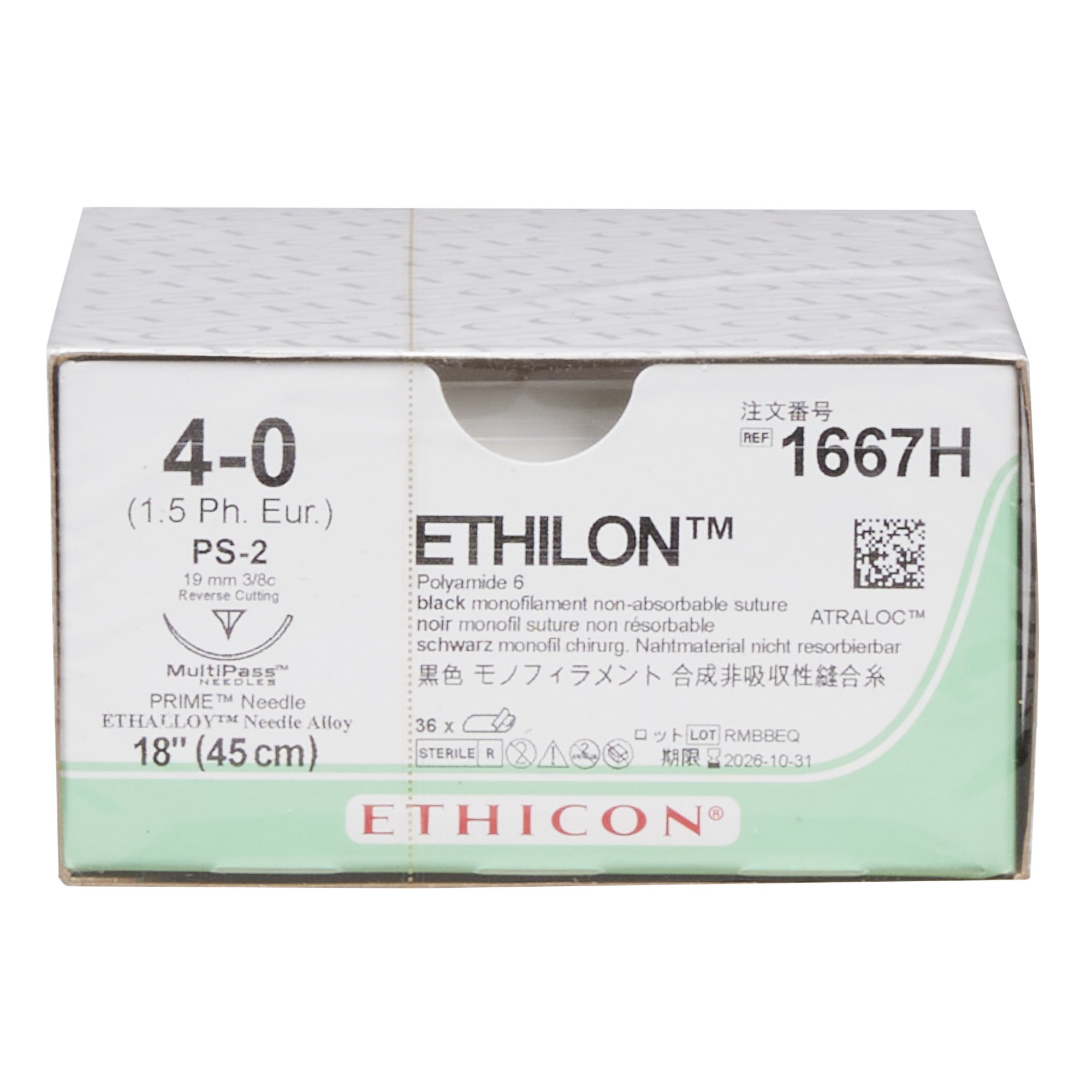 J & J Healthcare Systems 1667ZH - Ethilon™ Suture with Needle - 12/Dozen, 36/Box