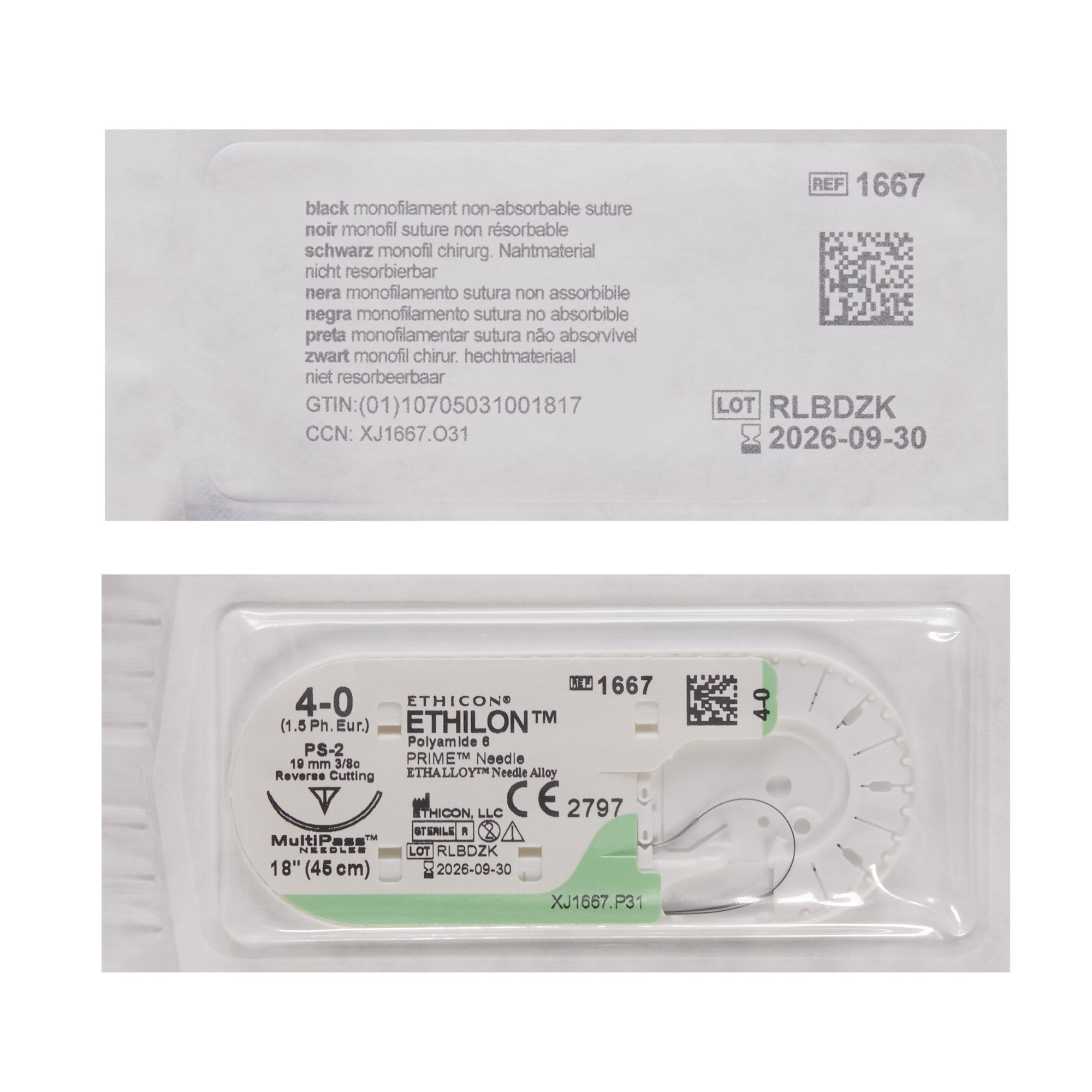 J & J Healthcare Systems - 1667G Ethilon™ Suture with Needle