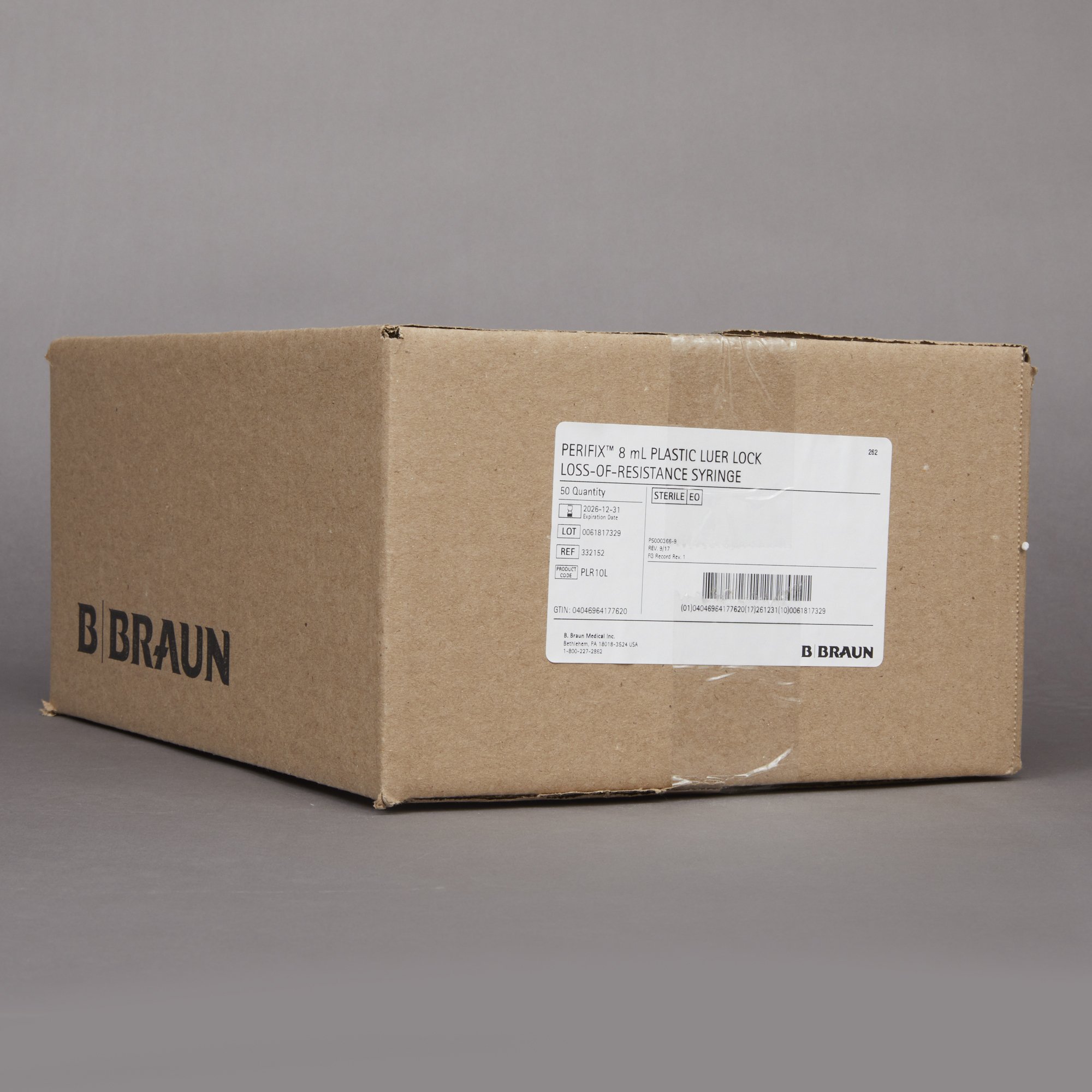B. Braun 332152 - Perifix® LOR Syringe, 8 mL - 1/Each, 50/Case