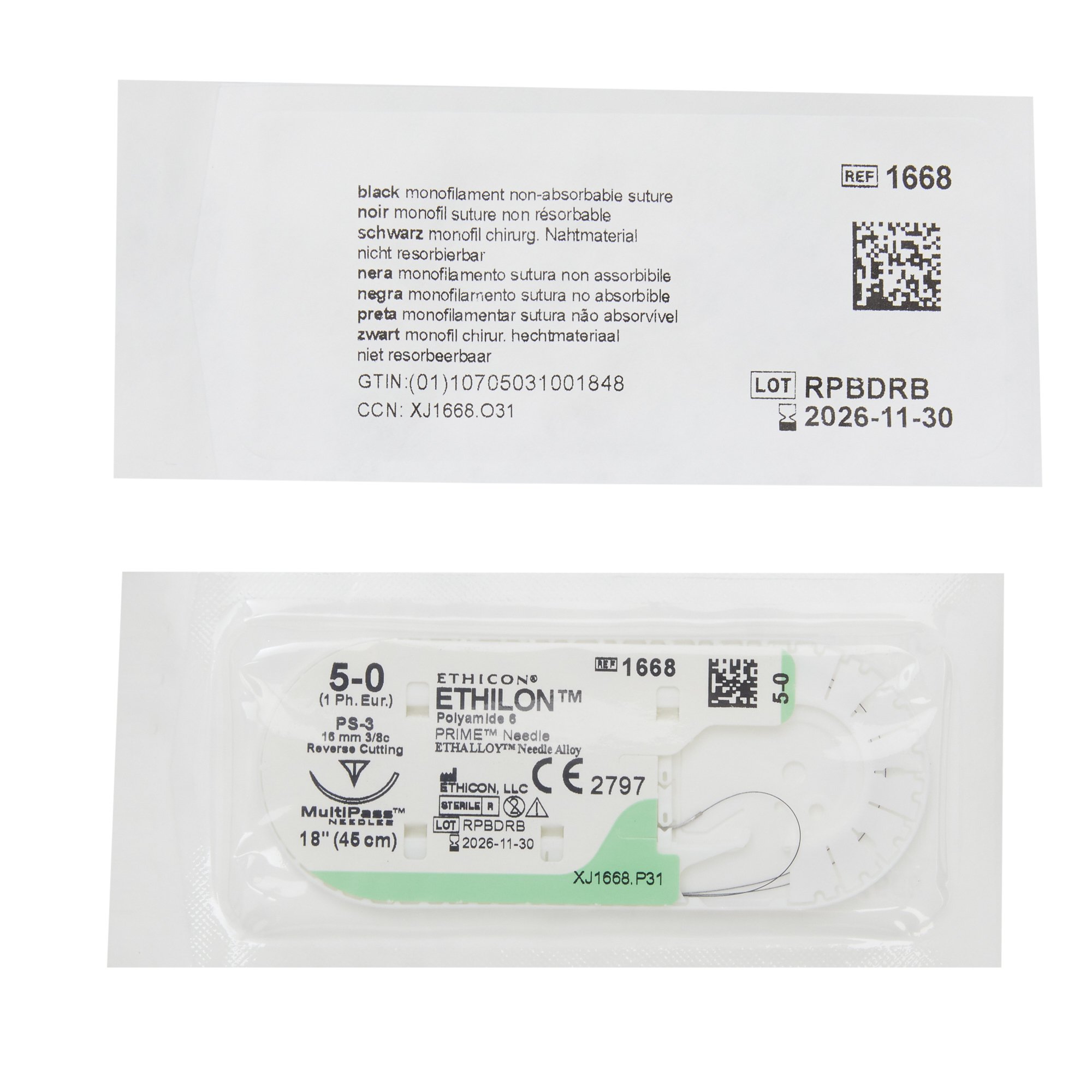 J & J Healthcare Systems 1668G - Ethilon™ Suture with Needle - 12/Dozen, 12/Box