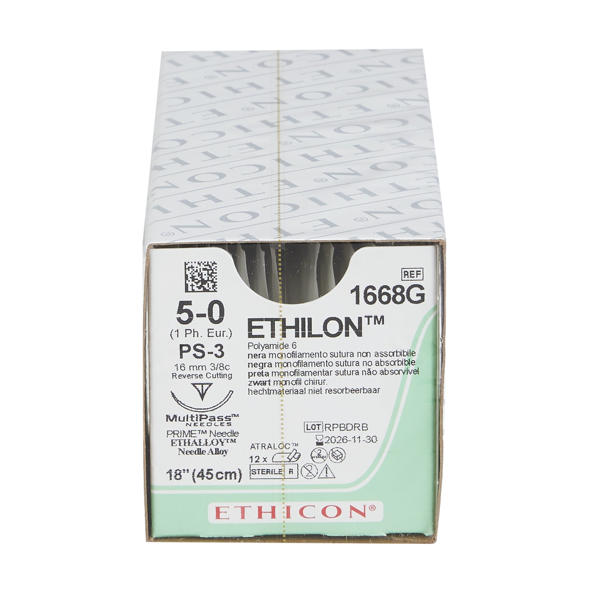 J & J Healthcare Systems 1668G - Ethilon™ Suture with Needle - 12/Dozen, 12/Box