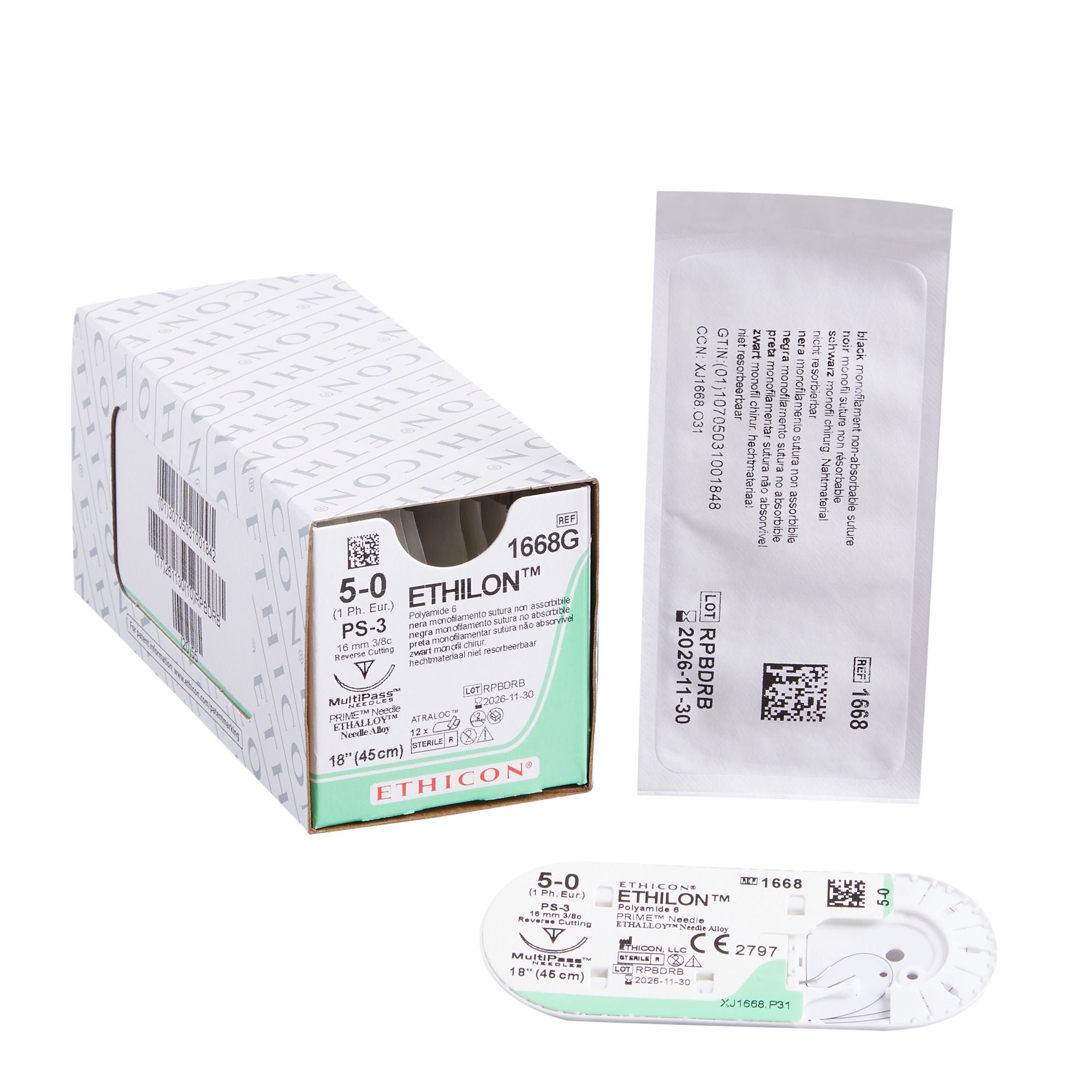 J & J Healthcare Systems - 1668G Ethilon™ Suture with Needle
