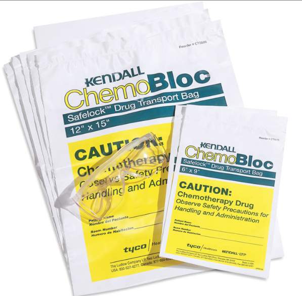 Cardinal - CT0575 Hazardous Drug Bag ChemoPlus™ Chemo Drug Transport Bag / Caution Observe Safety Procedures When Handling and Administration Clear / Yellow 6 X 9 Inch