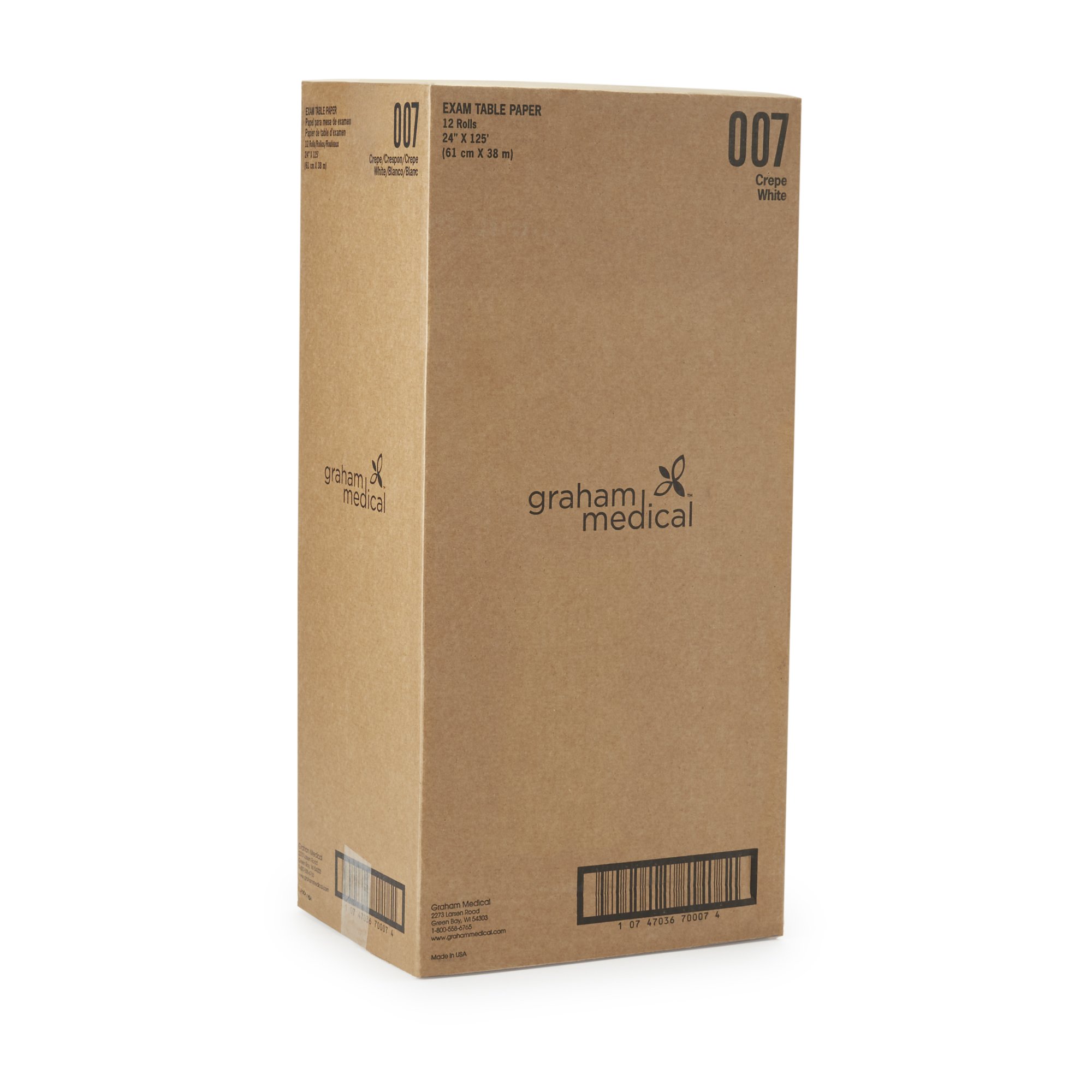 Graham Medical Products 70007N - Graham Professional Crepe Table Paper, 24 Inch x 125 Foot, White - 12/Case