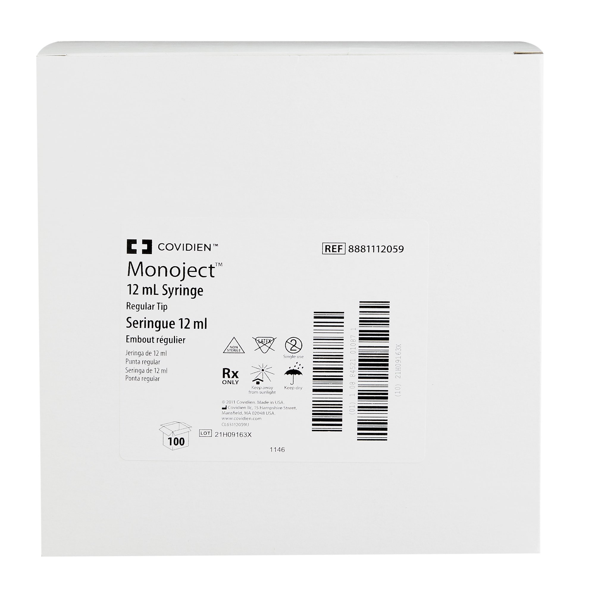 Cardinal 8881112059 - Monoject™ General Purpose Syringe, 12 mL - 100/Box, 500/Case