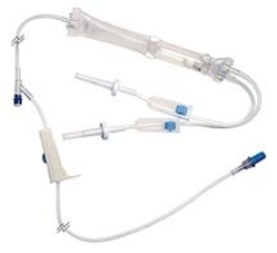 Baxter 2C6723 - Primary IV Administration Set Interlink® Gravity 2 Ports 10 Drops / mL Drip Rate 170 to 260 Micron Filter 99 Inch Tubing Blood / Solution - Case/48
