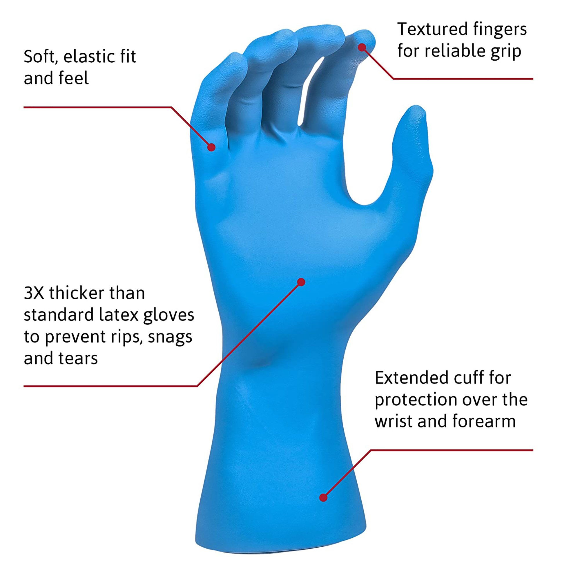Microflex Medical SG-375-M - SafeGrip® Latex Extended Cuff Length Exam Glove, Medium, Blue - 50/Box, 500/Case