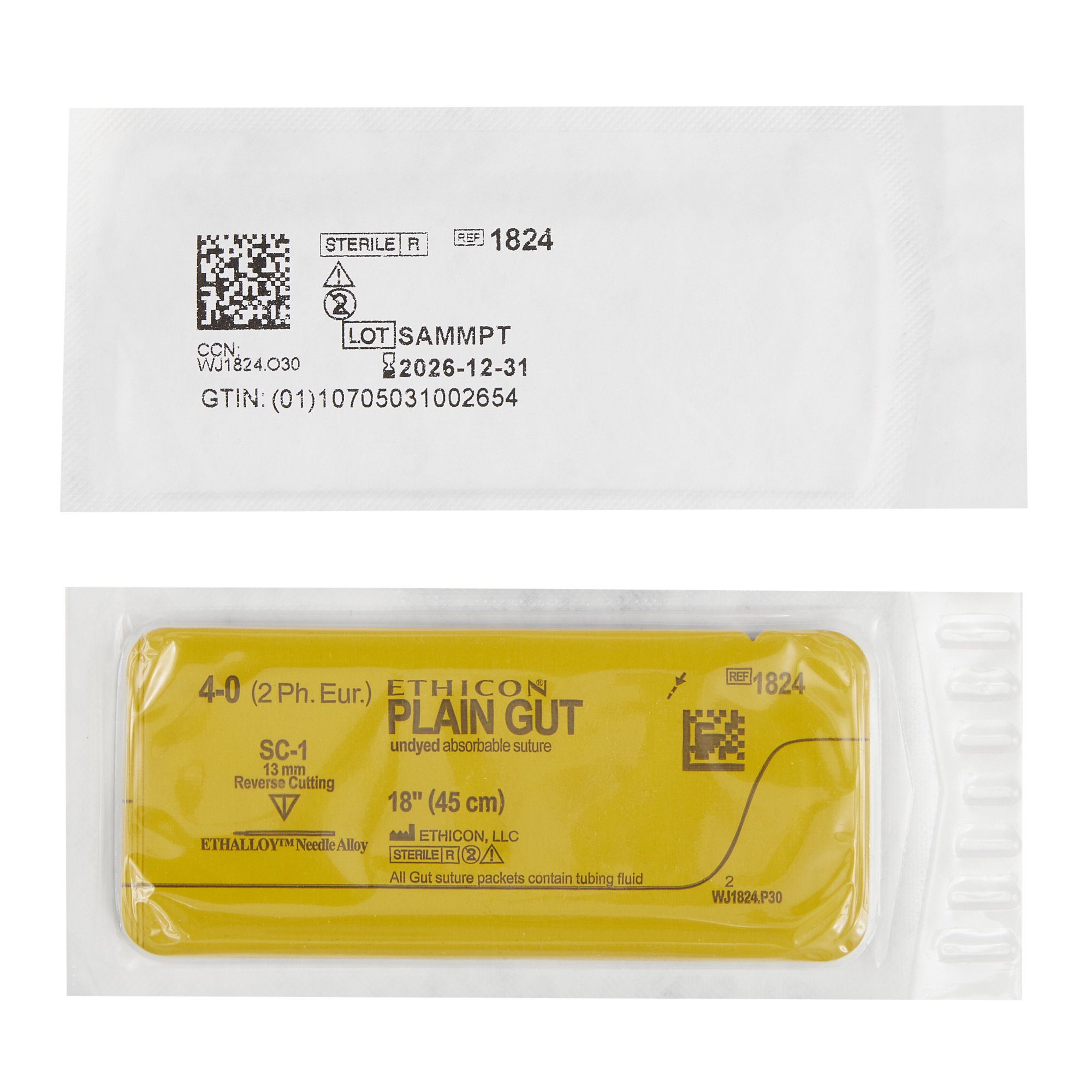 GUT PLAIN Absorbable Suture with Needle 1824H by J & J Healthcare Systems