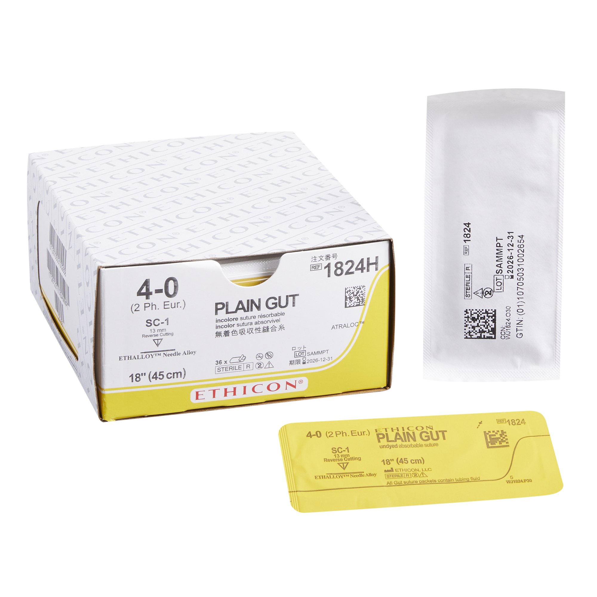 GUT PLAIN Absorbable Suture with Needle 1824H by J & J Healthcare Systems