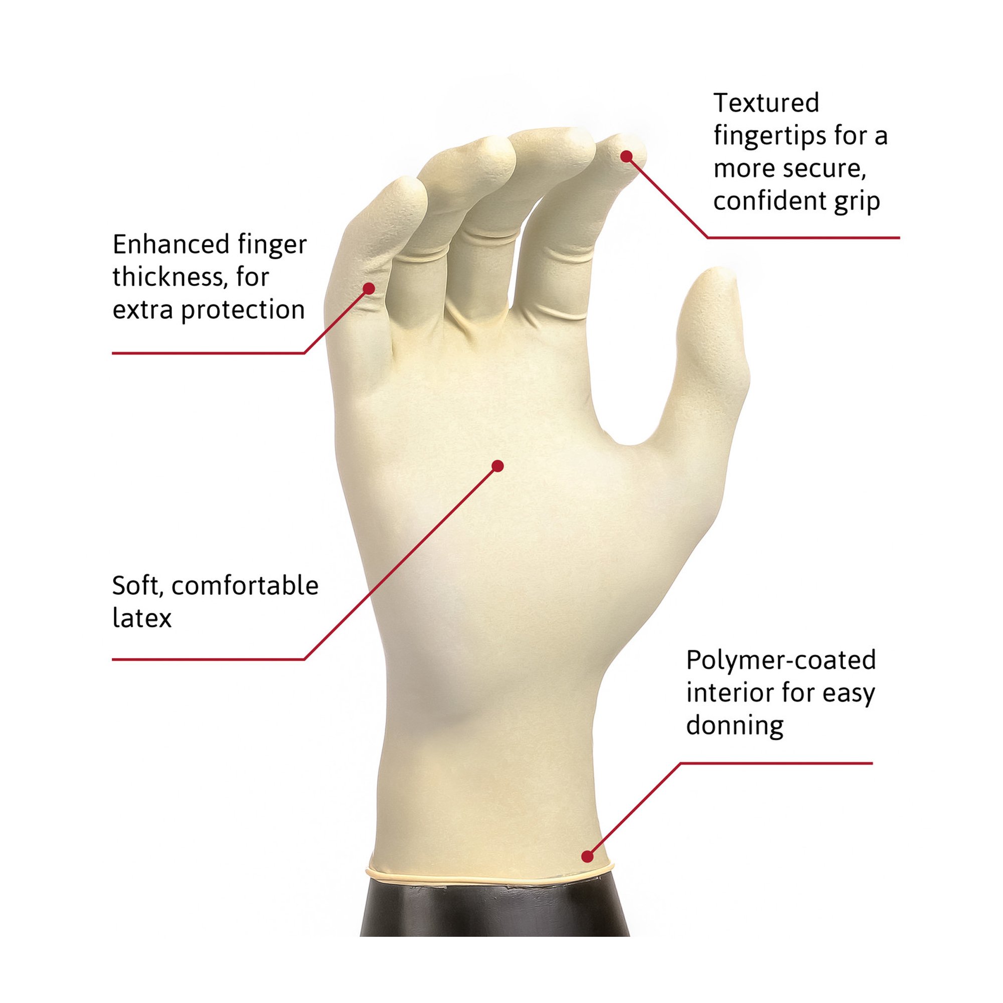 Microflex Medical MF-300-S - Diamond Grip™ Latex Exam Glove, Small, White - 100/Box, 1000/Case