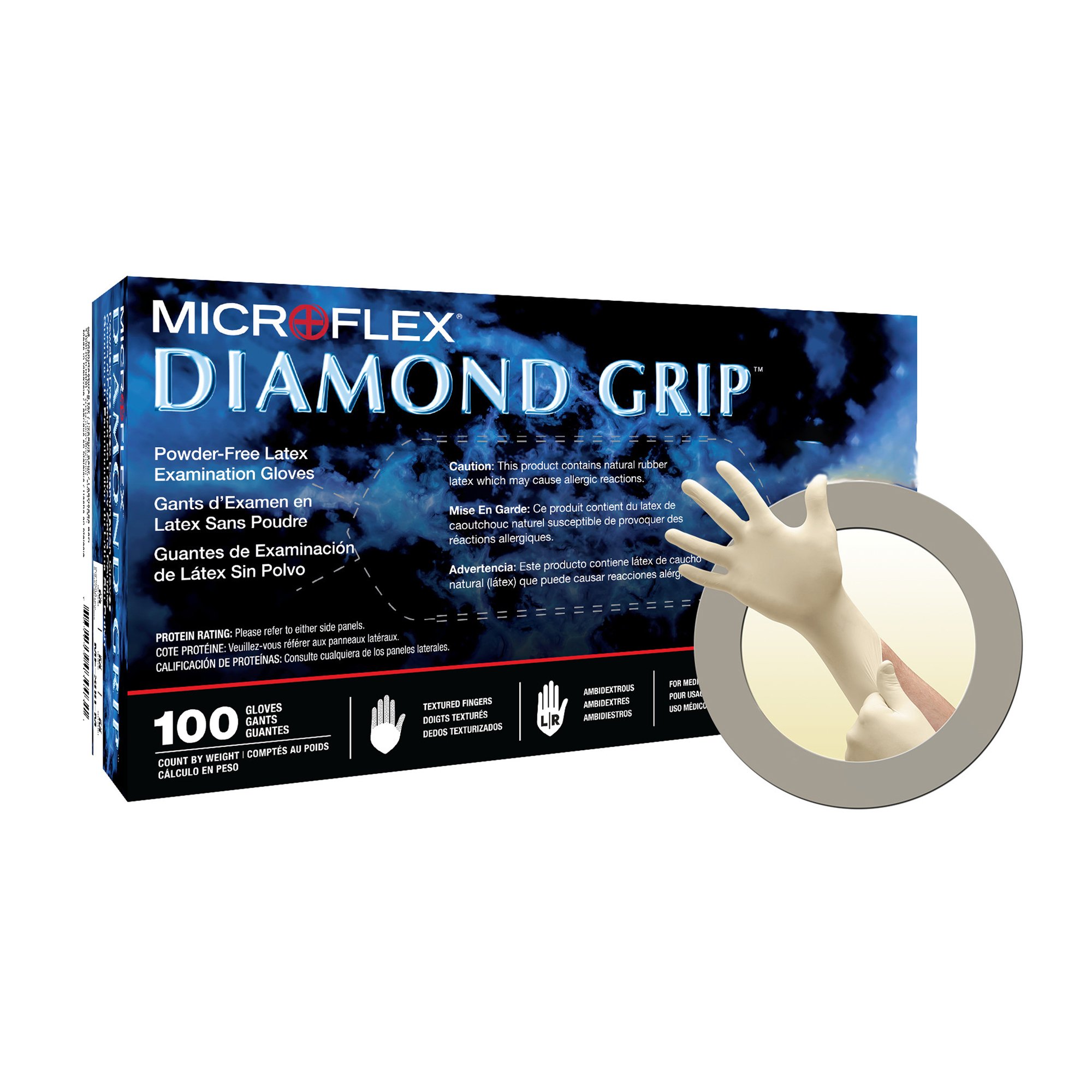 Microflex Medical MF-300-XL - Diamond Grip™ Latex Exam Glove, Extra Large, White - 100/Box, 1000/Case