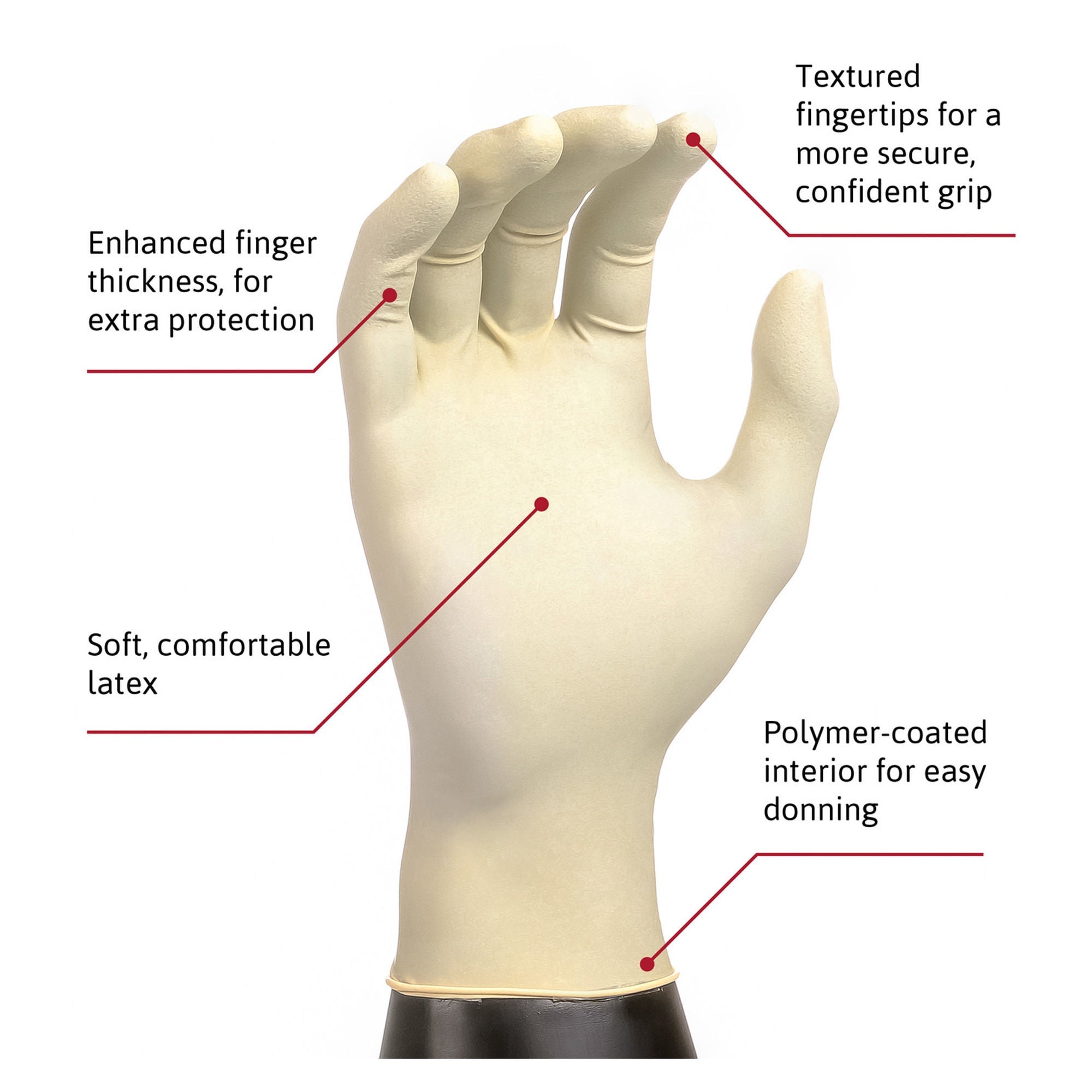 Microflex Medical - MF-300-XS Exam Glove Diamond Grip™ X-Small 100 per Box NonSterile Latex Standard Cuff Length Textured Fingertips White Not Rated