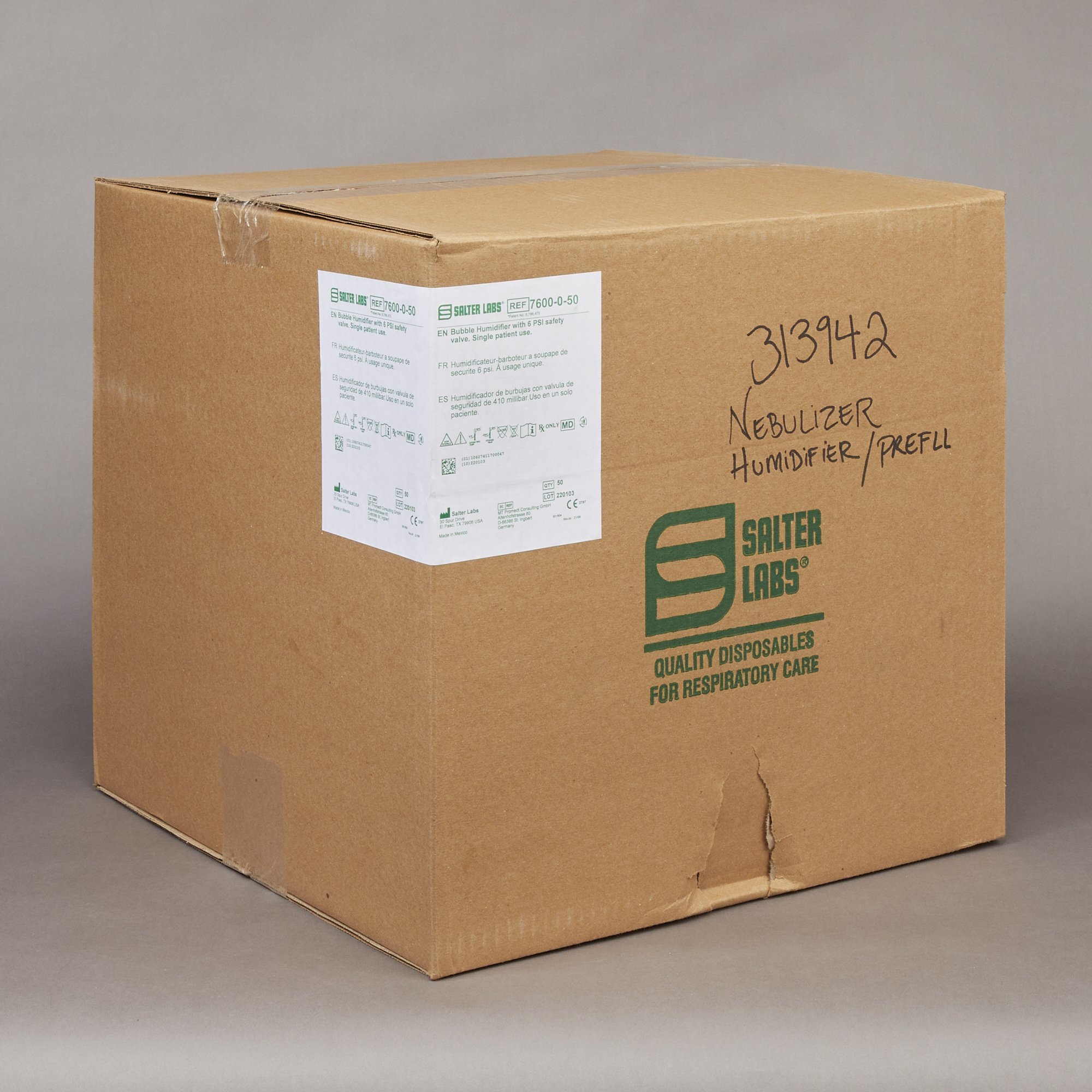 Sun Med 7600-0-50 - Salter Labs® Bubble Humidifier - 1/Each, 50/Case