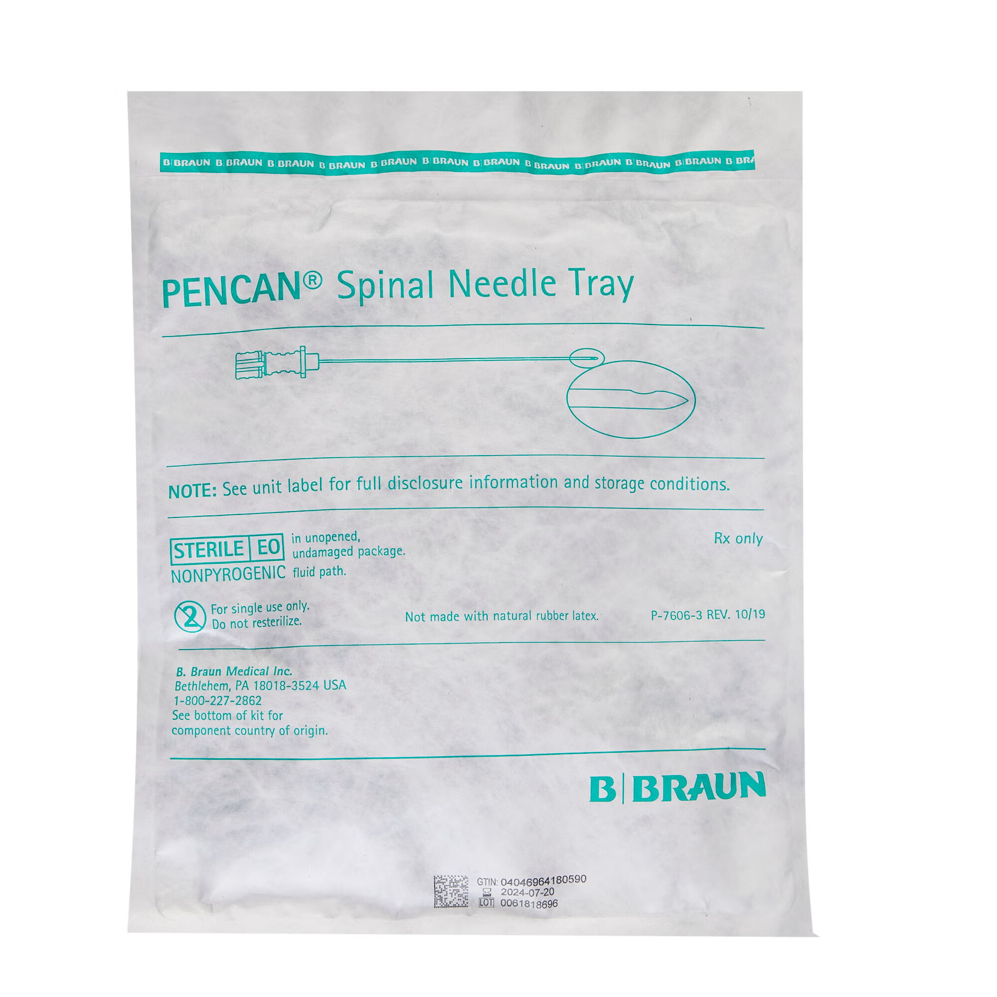 B. Braun - 333851 Spinal Tray Pencan® 25 Gauge 3.5 Inch