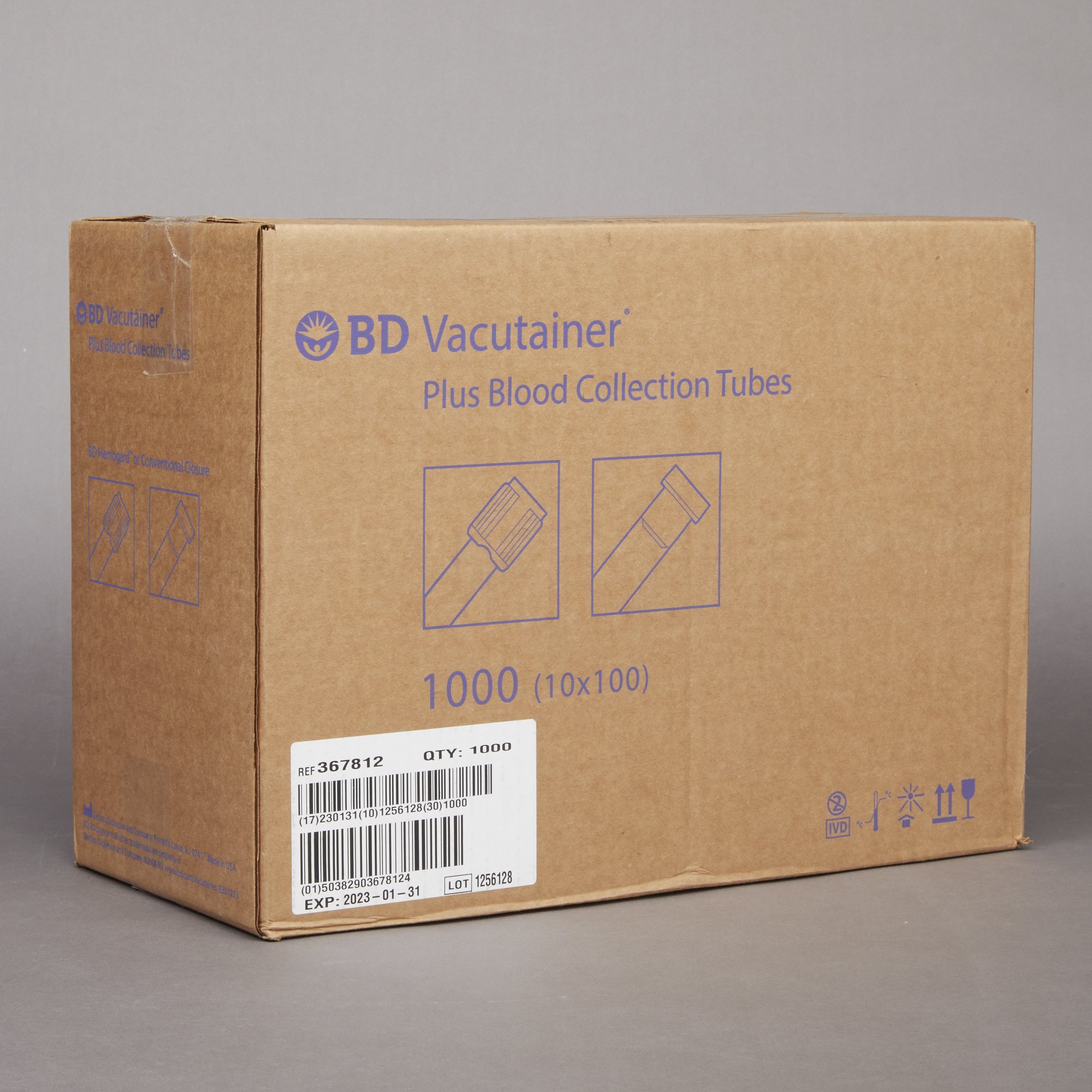 BD 367812 - BD Vacutainer® Venous Blood Collection Tube, 4 mL, 13 x 75 mm - 100/Box, 1000/Case