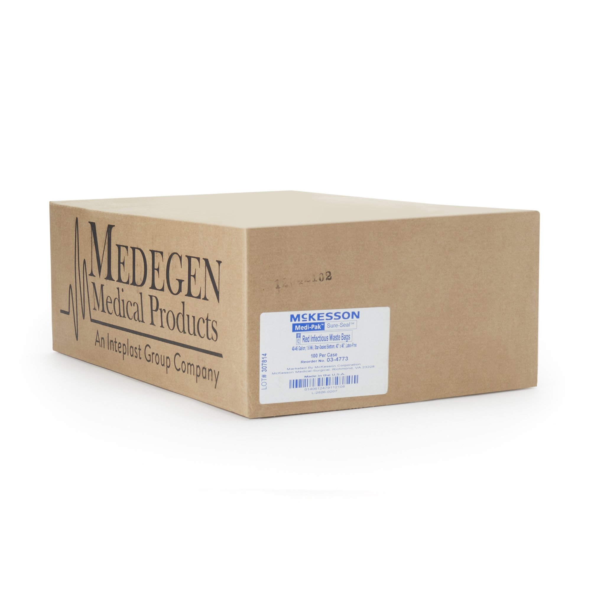McKesson Brand 03-4773 - McKesson Biohazard Waste Bag, 40 – 45 gallon Capacity, 40 x 46 Inch - 100/Case