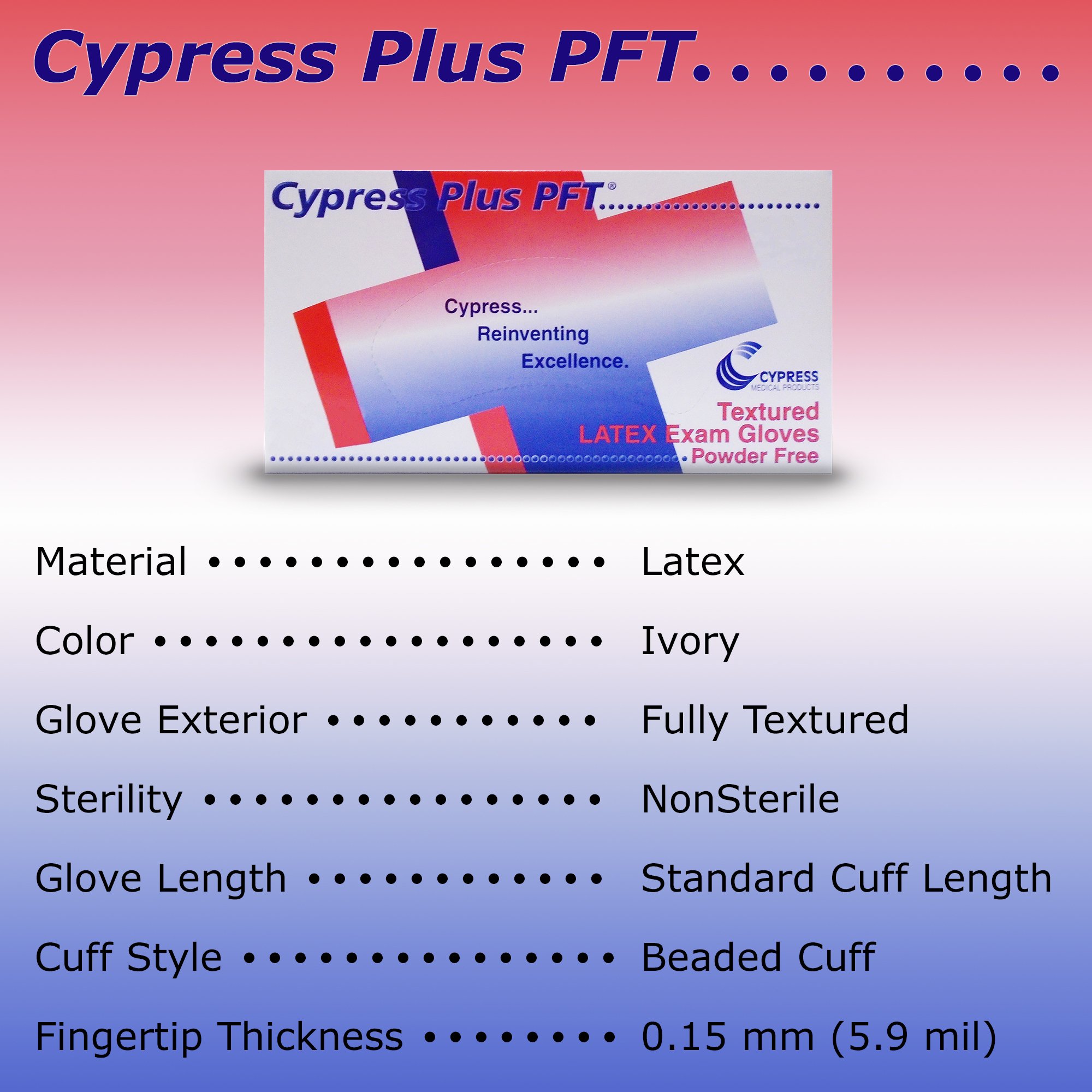 McKesson Brand 23-94 - Cypress Plus® PFT Latex Exam Glove, Medium, Ivory - 100/Box, 1000/Case