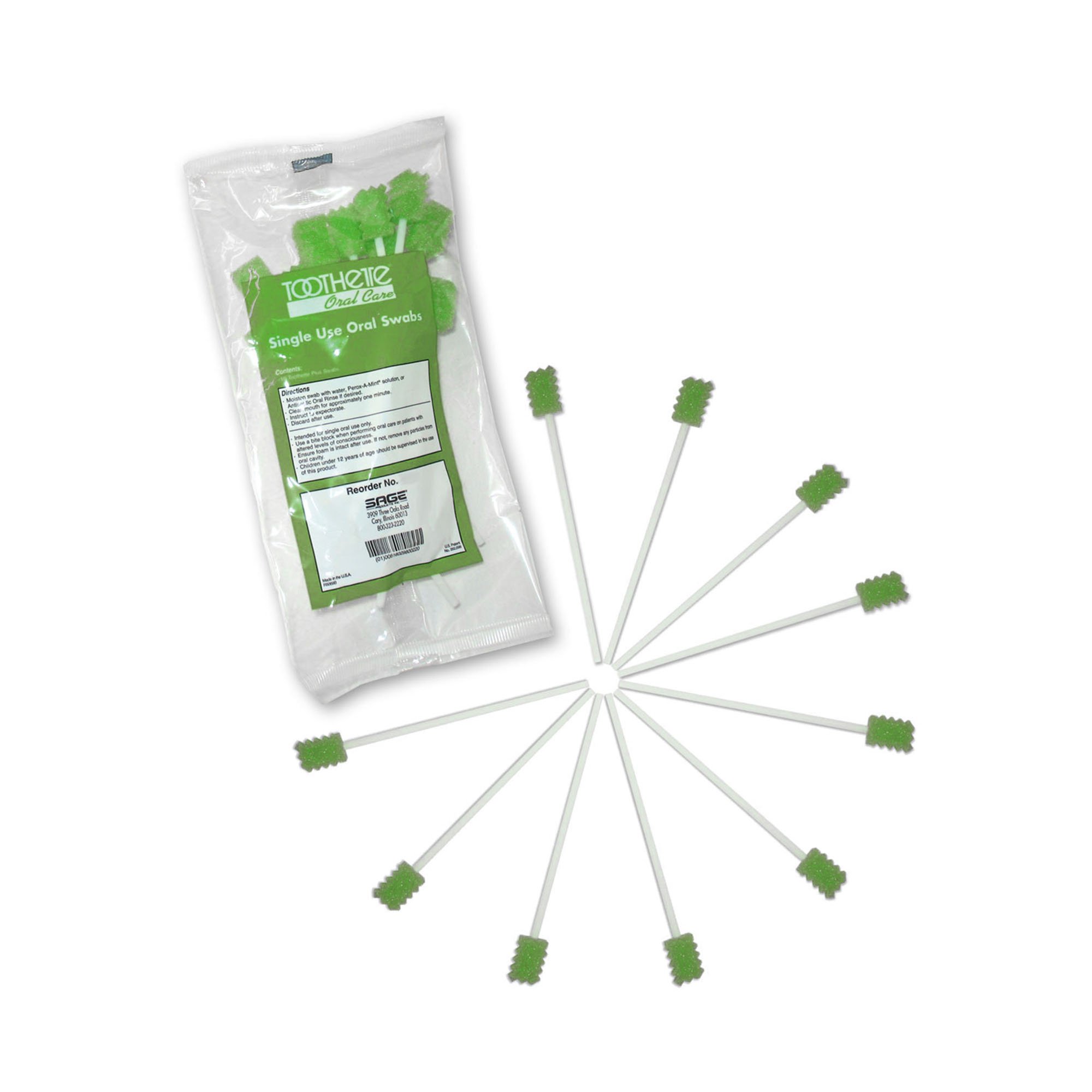 Sage Products - 6070 Toothette Plus Oral Swabsticks Foam Tip Untreated
