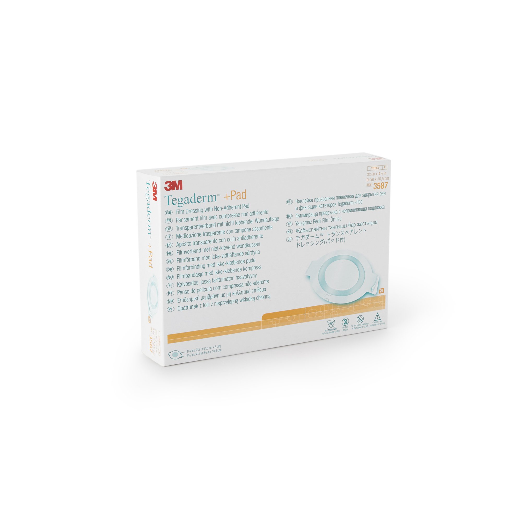 Solventum Corporation 3587 - 3M™ Tegaderm™ Transparent Film Dressing with Pad, 3.5 x 4 Inch - 25/Box, 100/Case