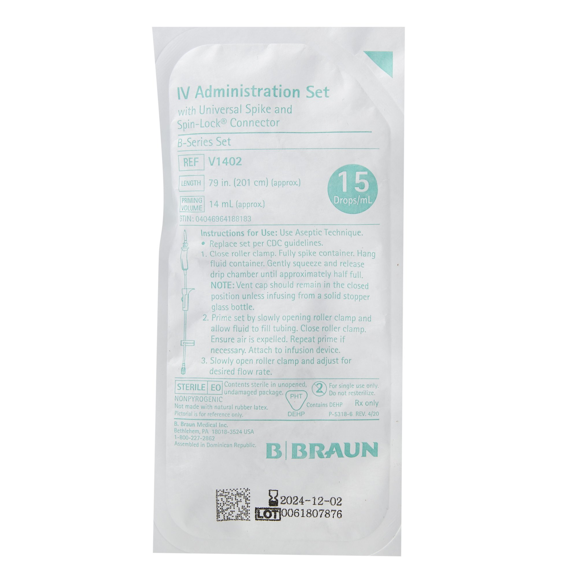 B. Braun V1402 - BBraun Administration Set - 1/Each, 50/Case