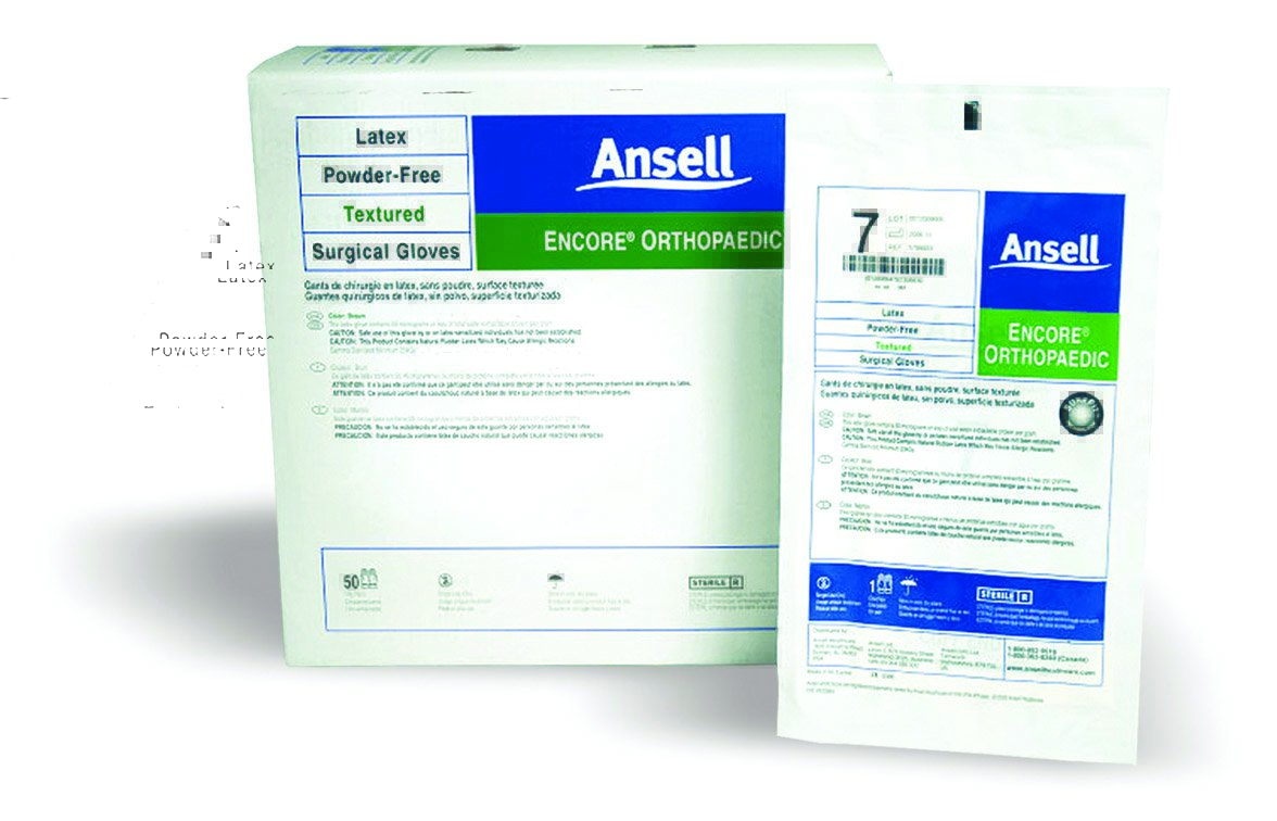 Ansell 5788004 - Encore® Latex Ortho Surgical Glove, Size 7.5, Brown - 1/Pair, 50/Box, 200/Case