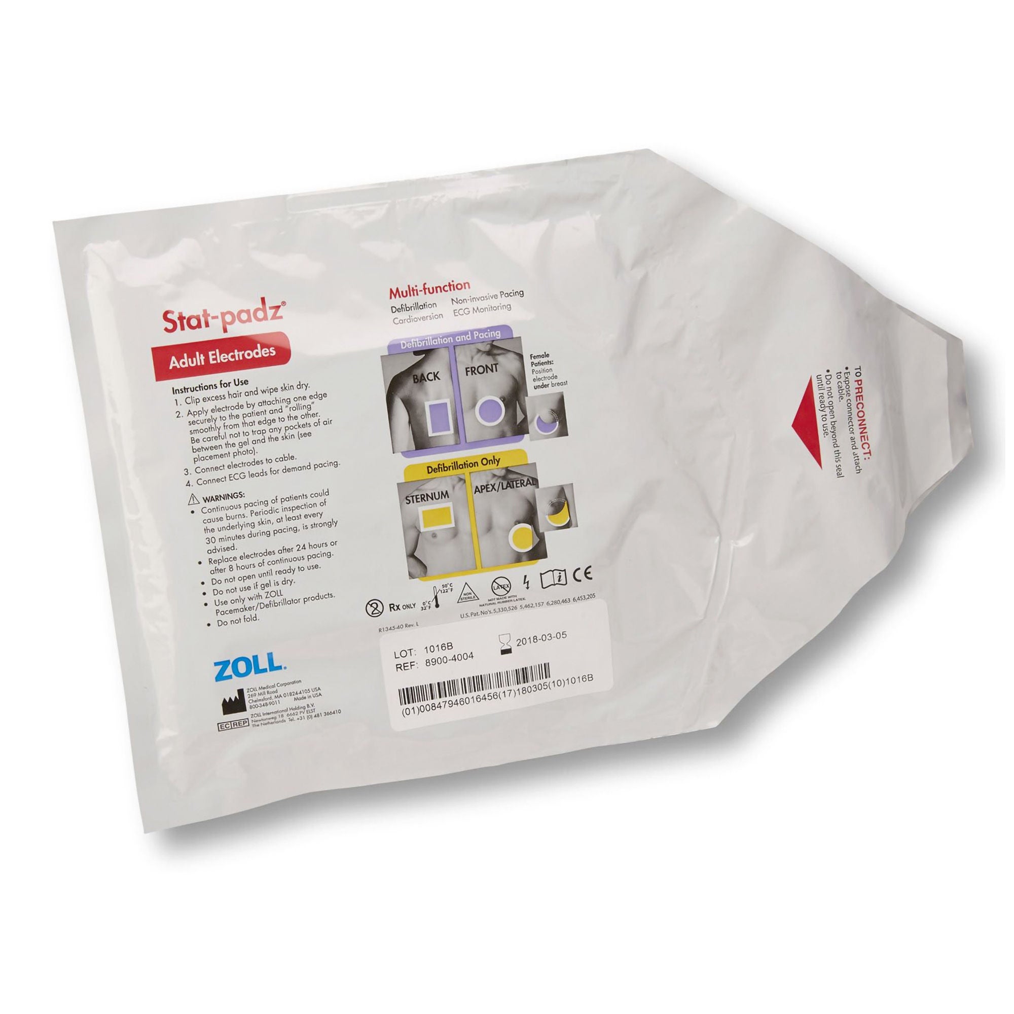 Zoll Medical - 8900-4003 AED Defibrillator Pad Stat Padz® Plug Connector Adult