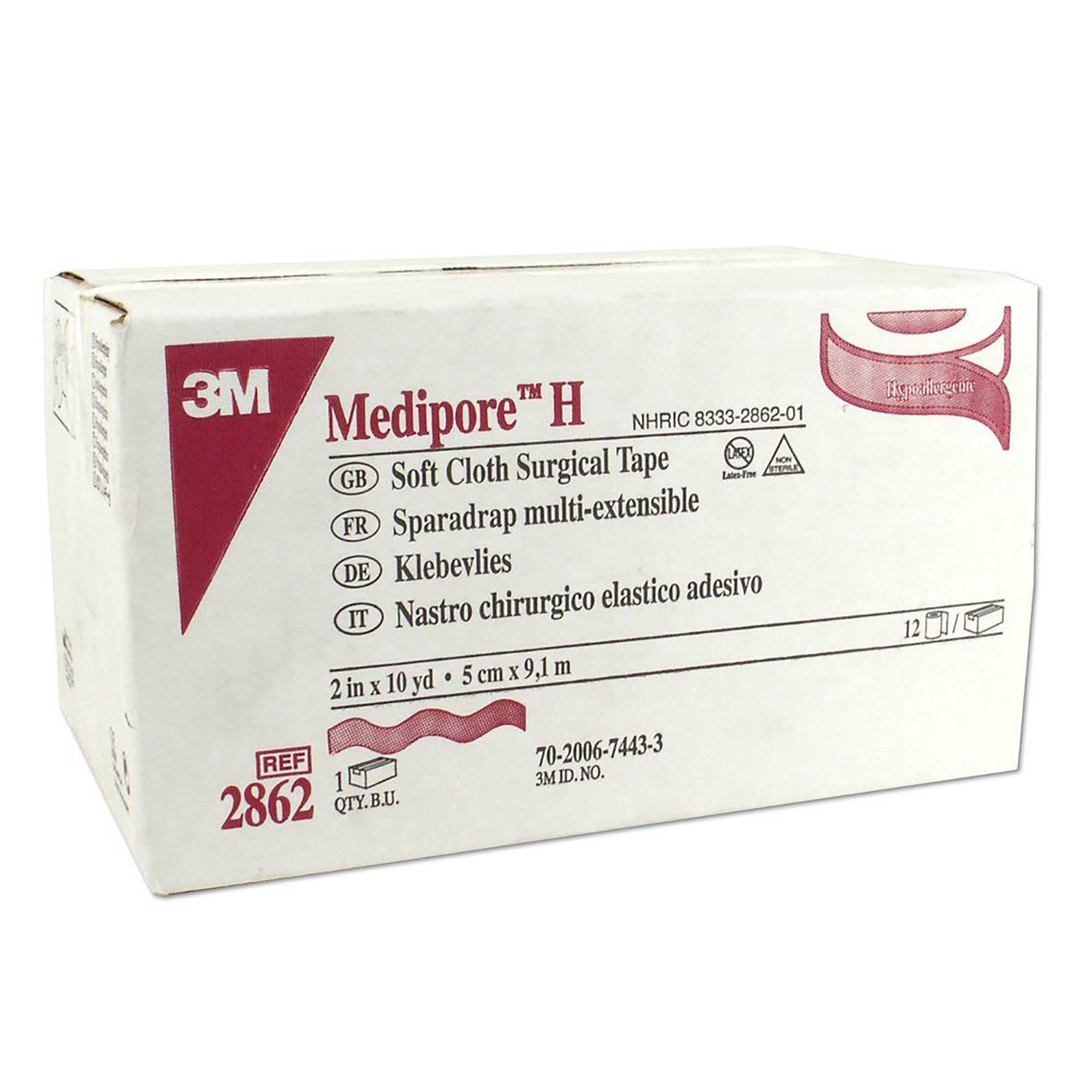 Solventum Corporation 2862 - 3M™ Medipore™ H Cloth Medical Tape, 2 Inch x 10 Yard, White - 1/Roll, 12/Case