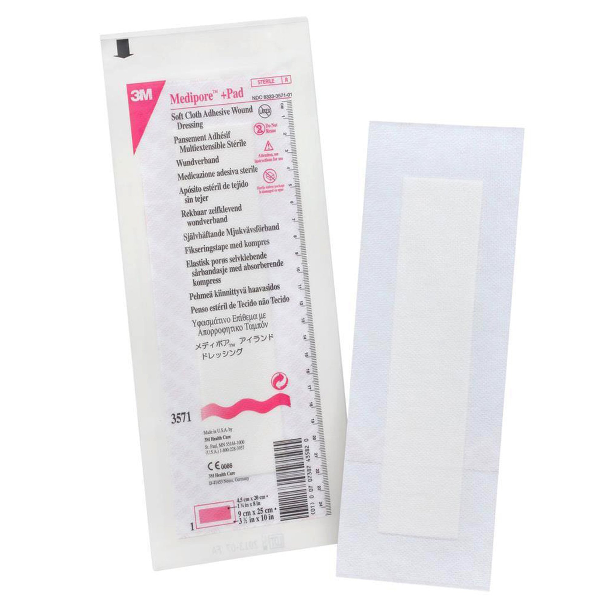 Solventum Corporation - 3571 3M™ Medipore™ + Pad Soft Cloth Adhesive Dressing