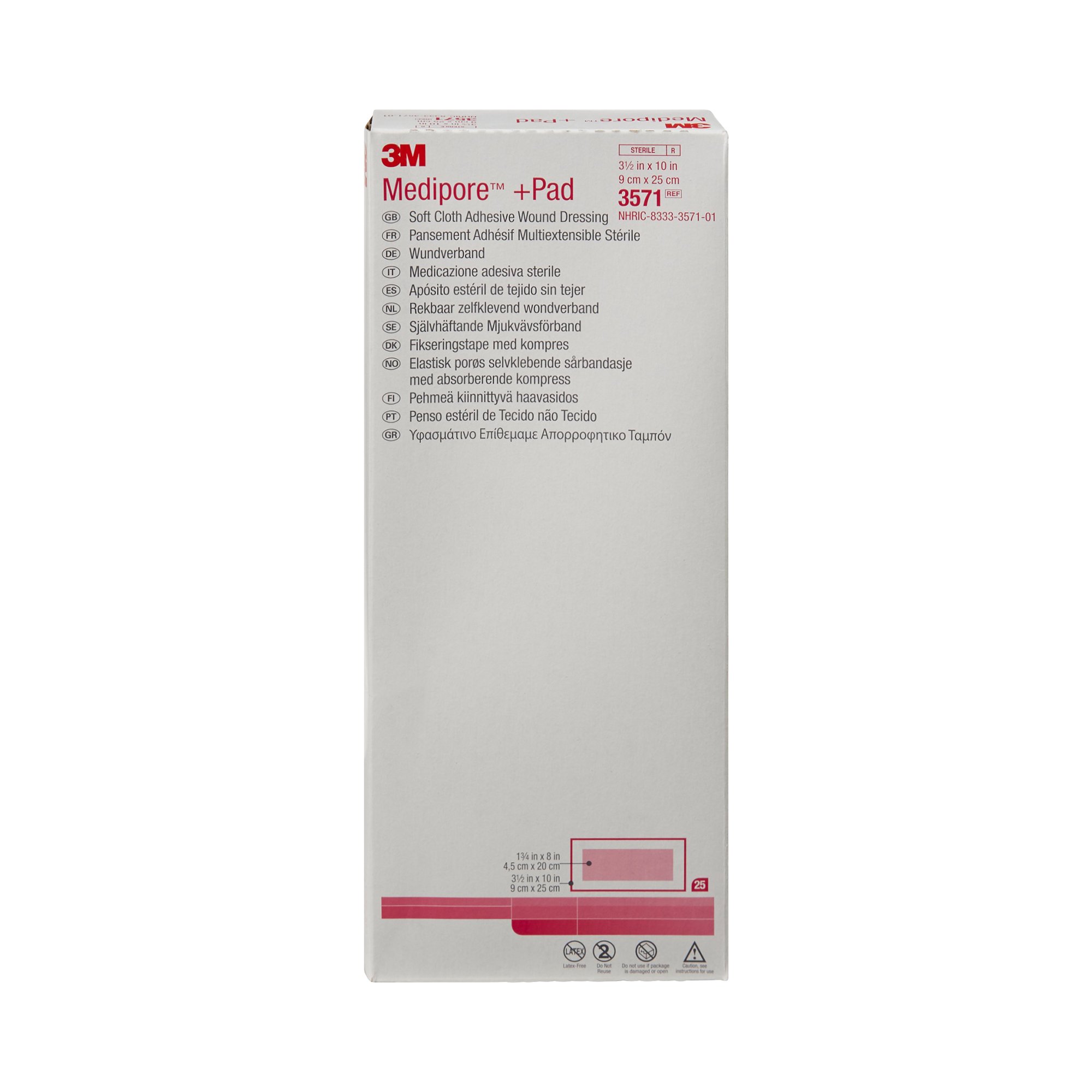 Solventum Corporation - 3571 3M™ Medipore™ + Pad Soft Cloth Adhesive Dressing
