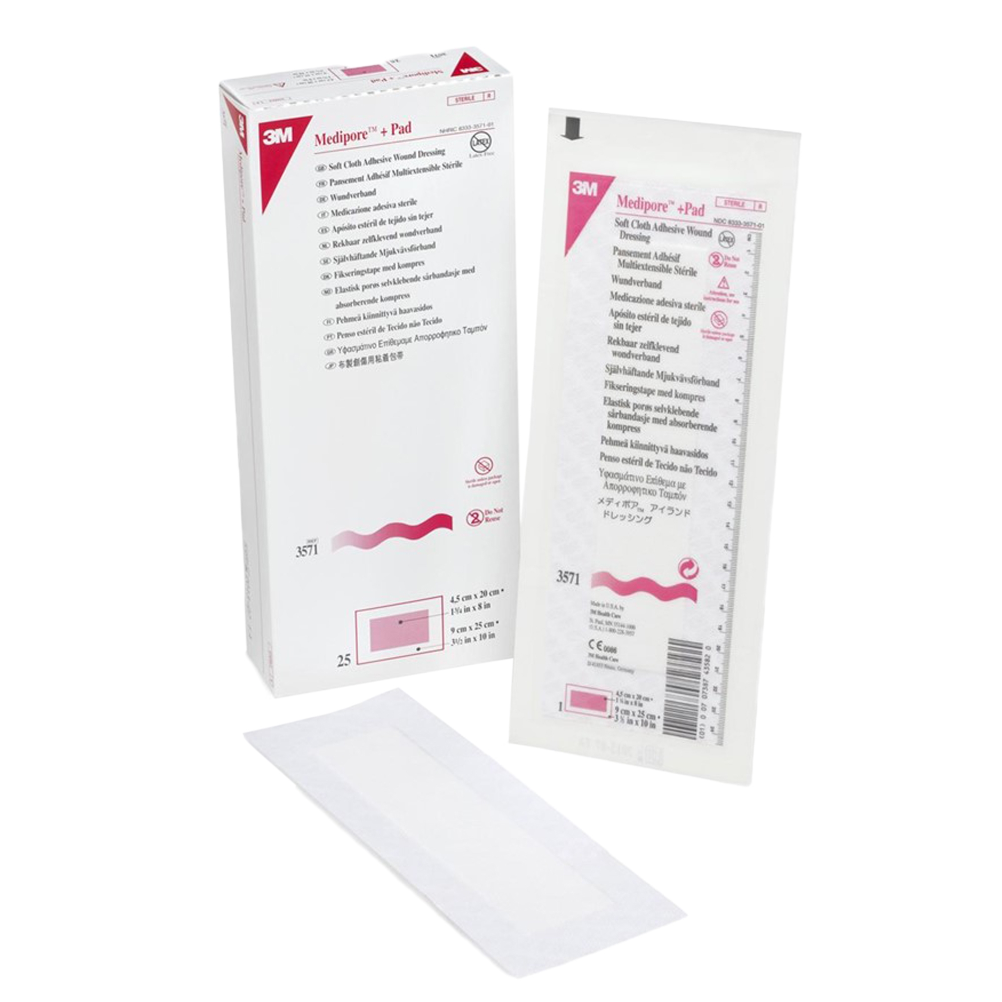 Solventum Corporation - 3571 3M™ Medipore™ + Pad Soft Cloth Adhesive Dressing