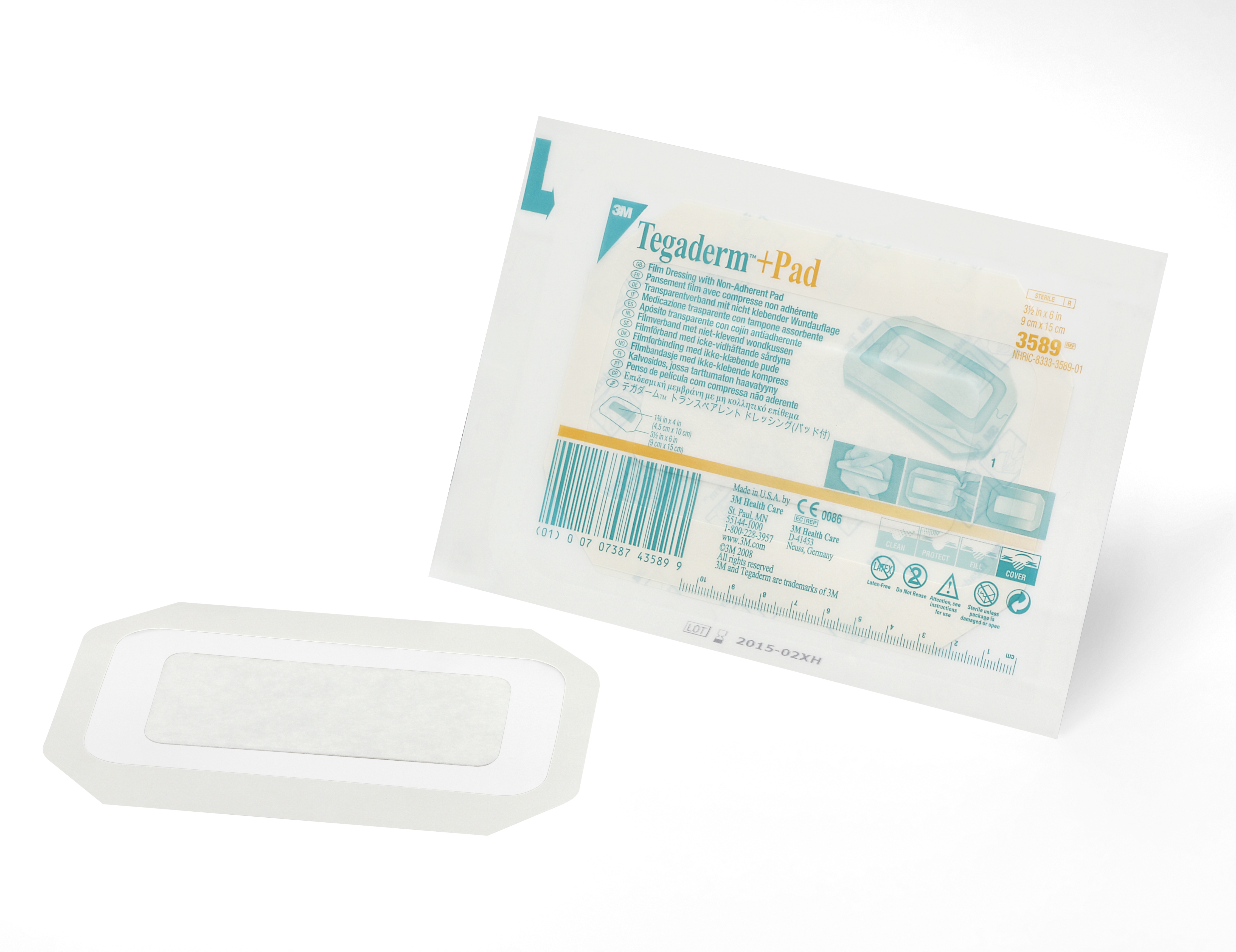 Solventum Corporation 3589 - 3M™ Tegaderm™ Transparent Film Dressing with Pad, 3-1/2 x 6 Inch - 25/Box, 100/Case