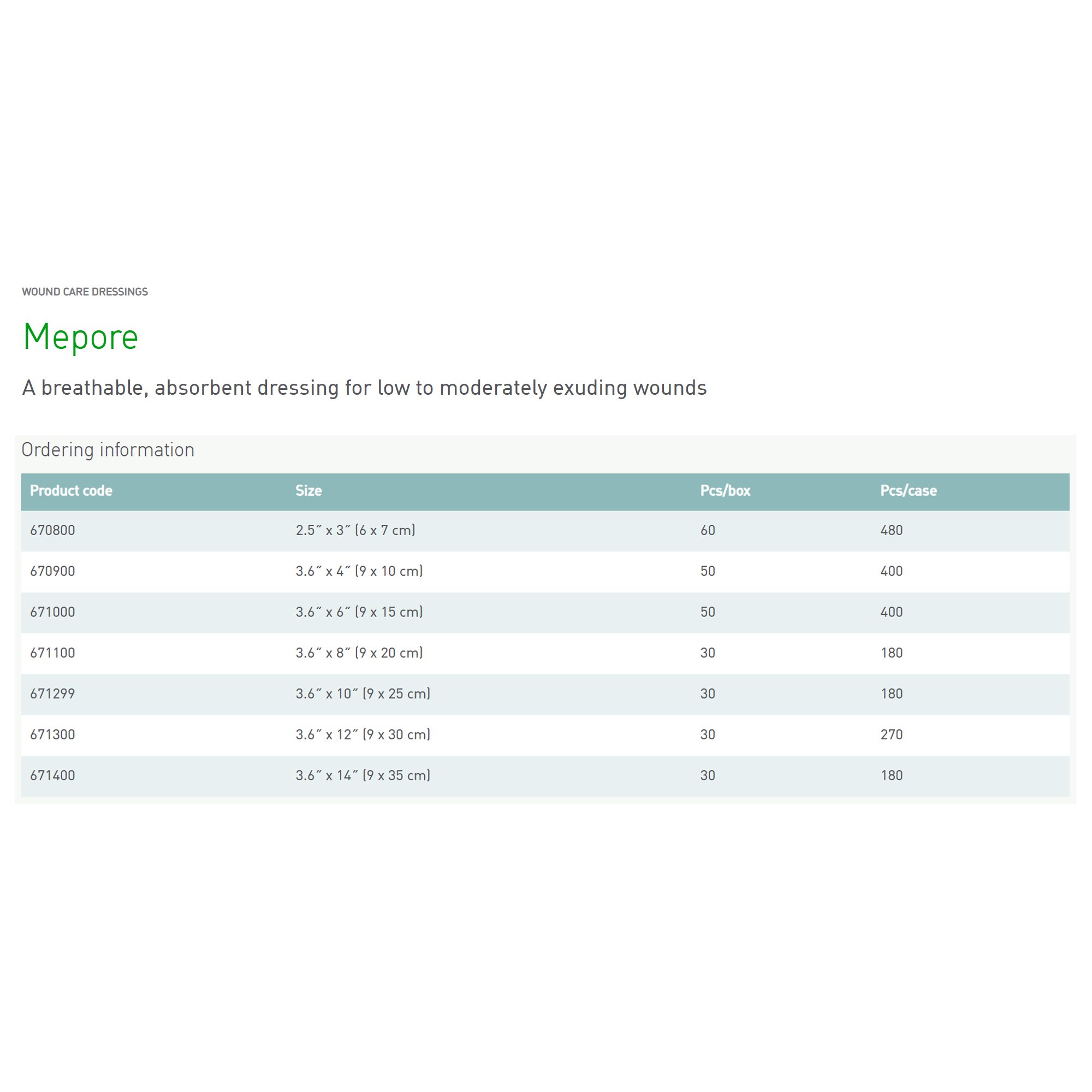 Molnlycke - 670800 Mepore® Adhesive Dressing