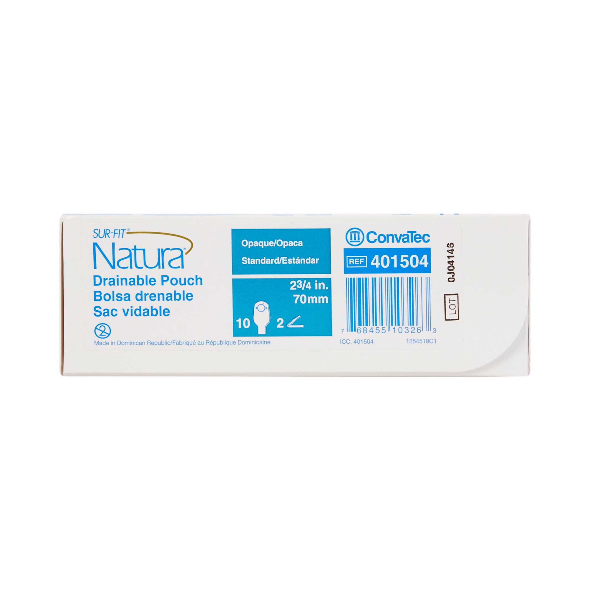 ConvaTec 401504 - Sur-Fit Natura® Two-Piece Opaque Colostomy Pouch, 12-Inch Length, 2¾ Inch Flange - 10/Box