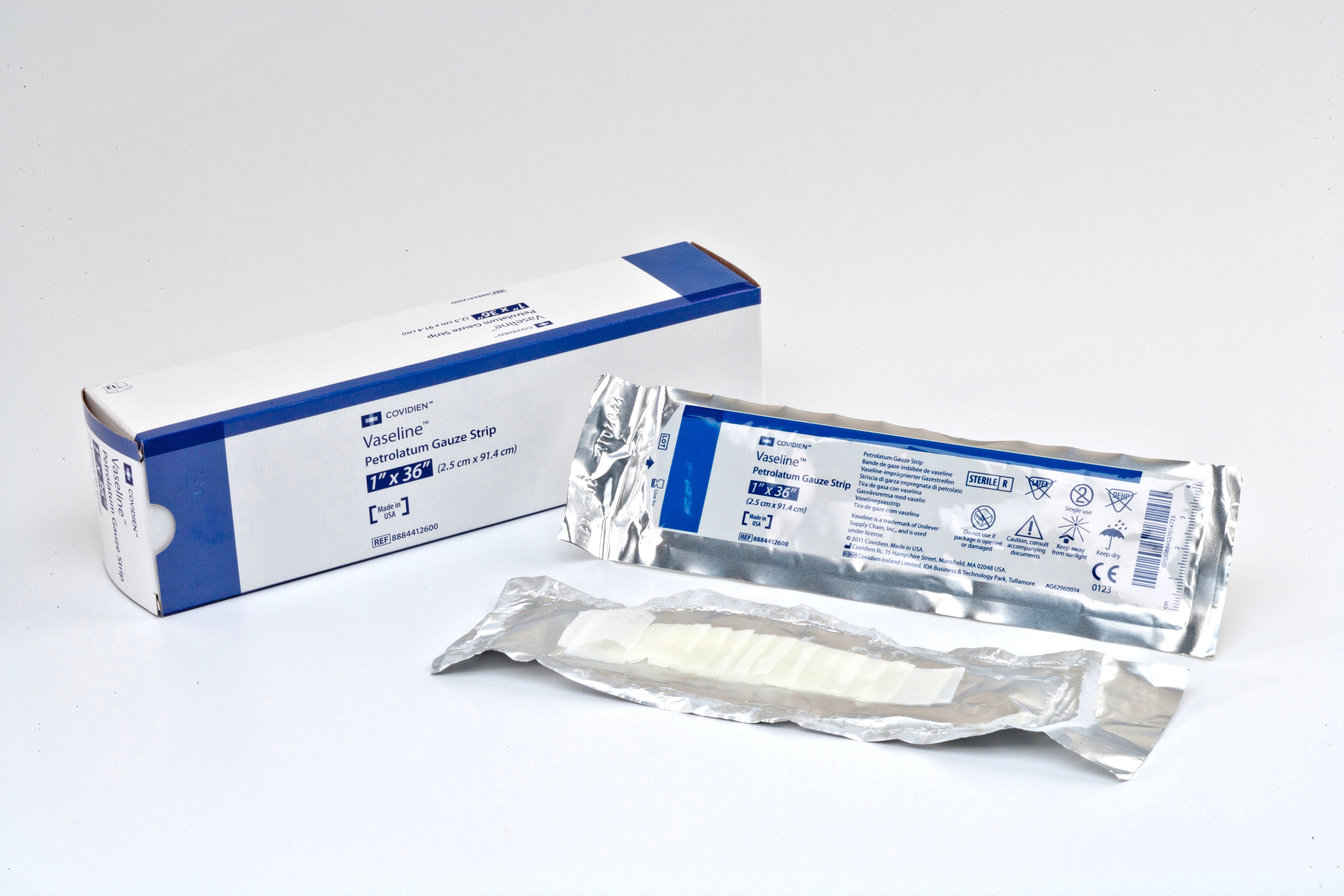 Cardinal 8884412600 - Vaseline® Petrolatum Impregnated Dressing, 1 x 36 Inch - 1/Each, 12/Dozen, 72/Case