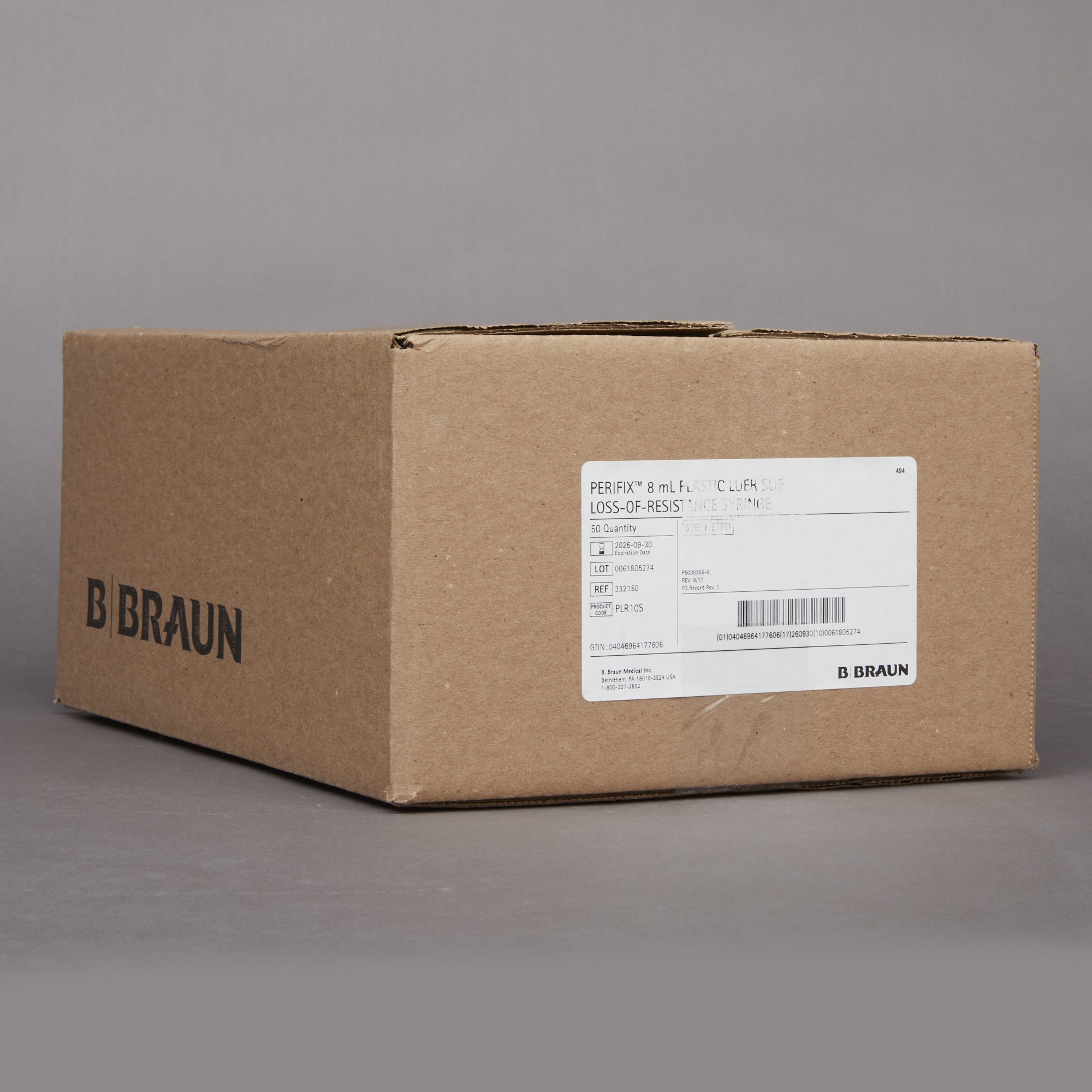 B. Braun 332150 - Perifix® LOR Syringe, 8 mL - 1/Each, 50/Case