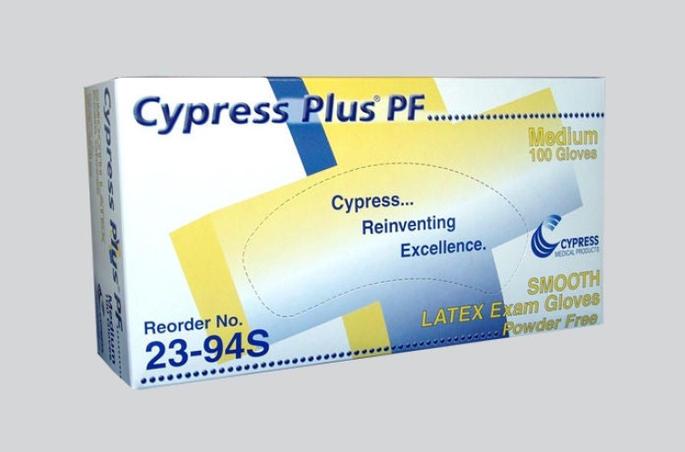 McKesson Brand - 23-94S Exam Glove Cypress Plus® PF Medium 100 per Box NonSterile Latex Standard Cuff Length Smooth Ivory Not Rated